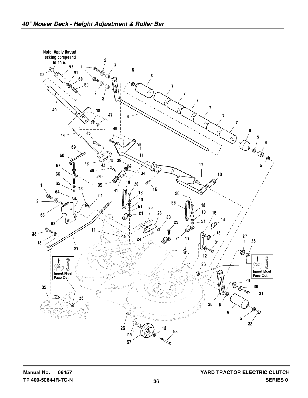 Snapper RD1840, RD18S40, RD18S40 (2690341), RD1840 (2690342) manual Mower Deck Height Adjustment & Roller Bar 