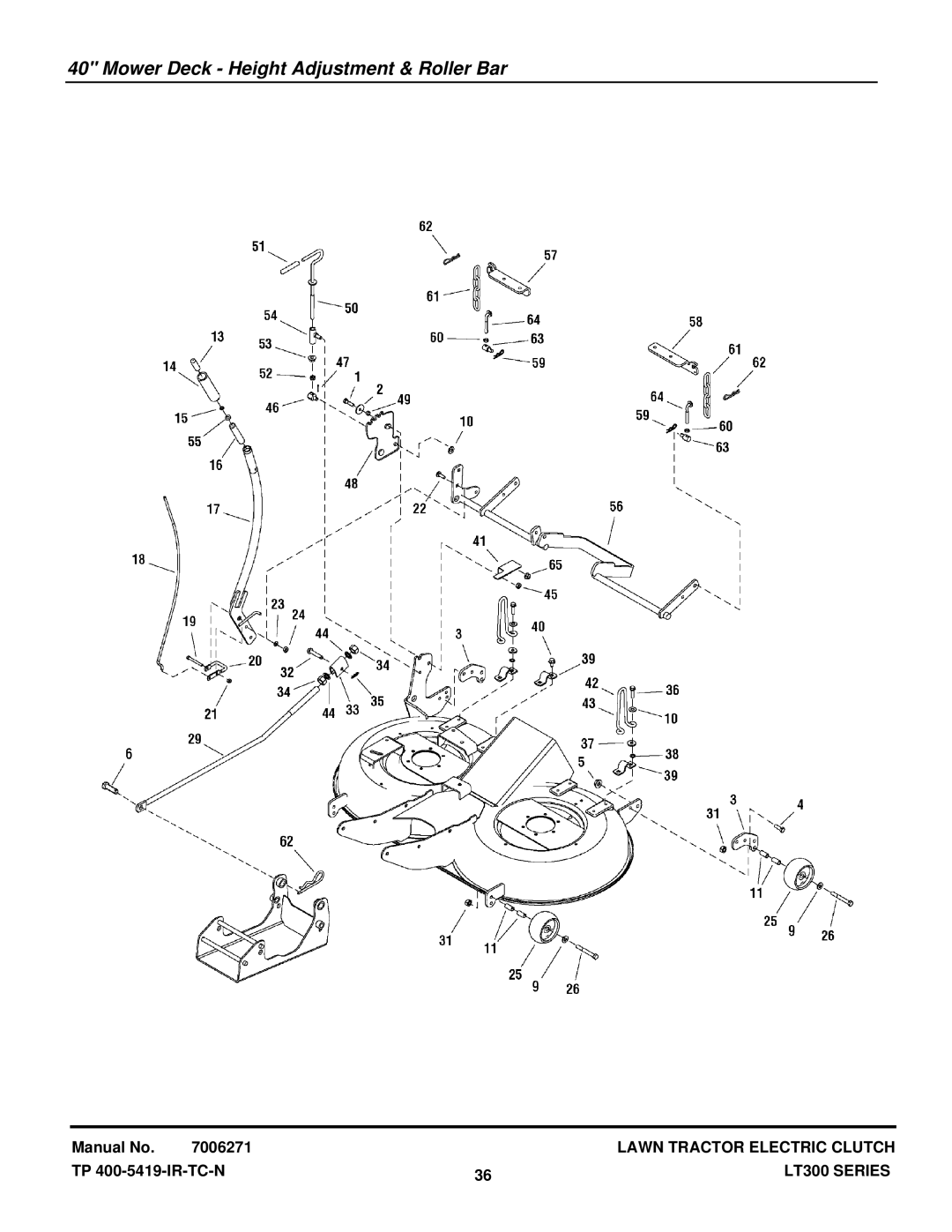 Snapper RD2140 (2690774) manual Mower Deck Height Adjustment & Roller Bar 