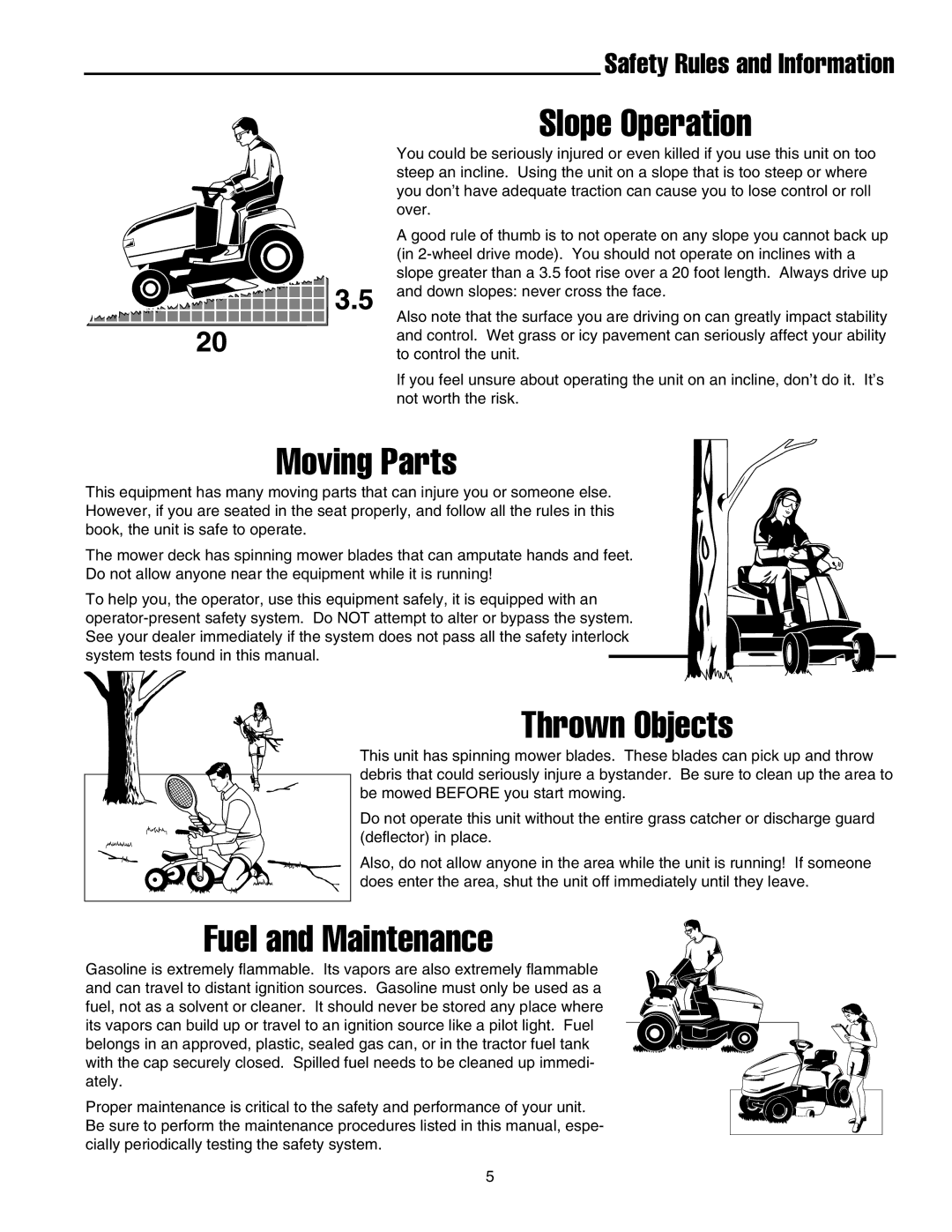 Snapper RE 200 manual Slope Operation, Safety Rules and Information 