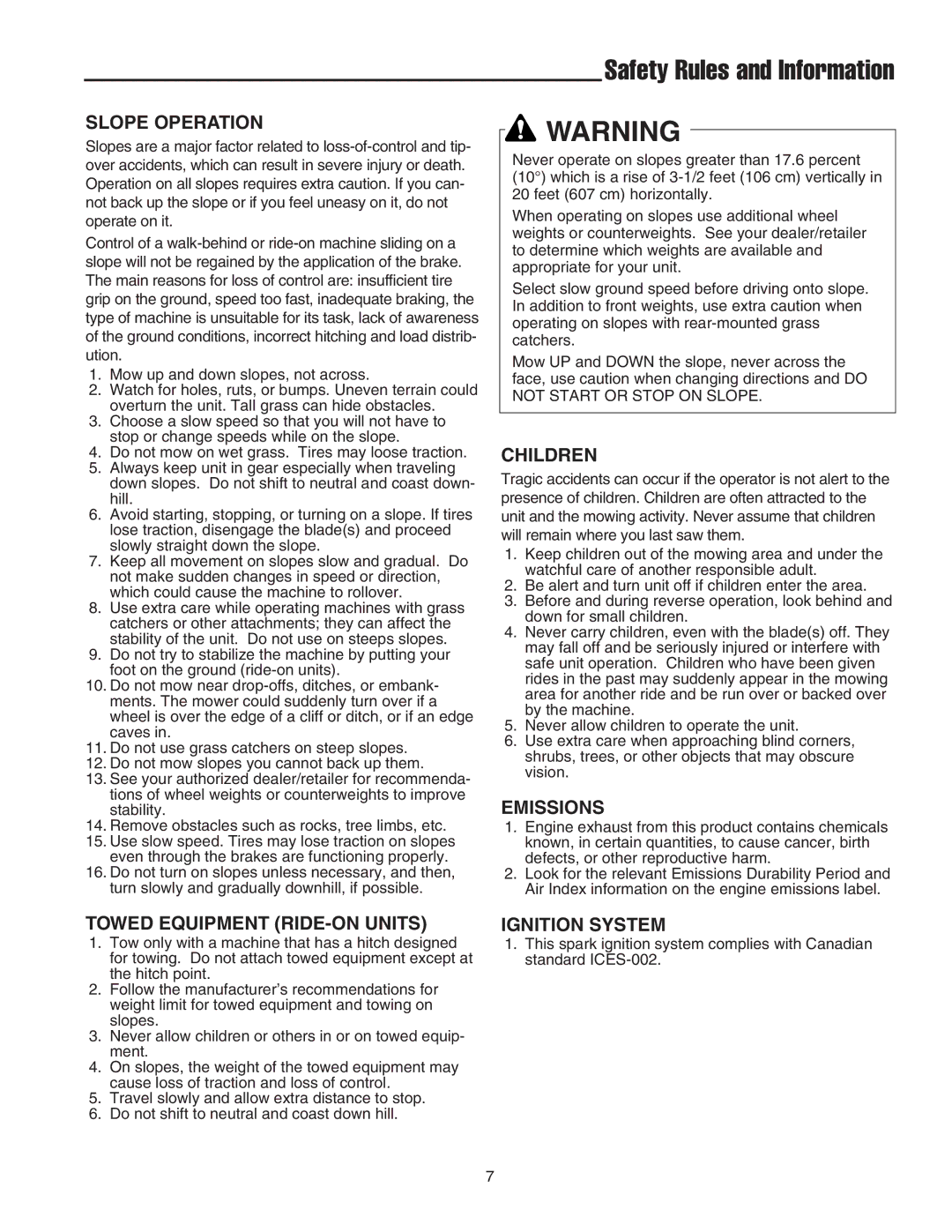 Snapper RE 200 manual Ignition System 