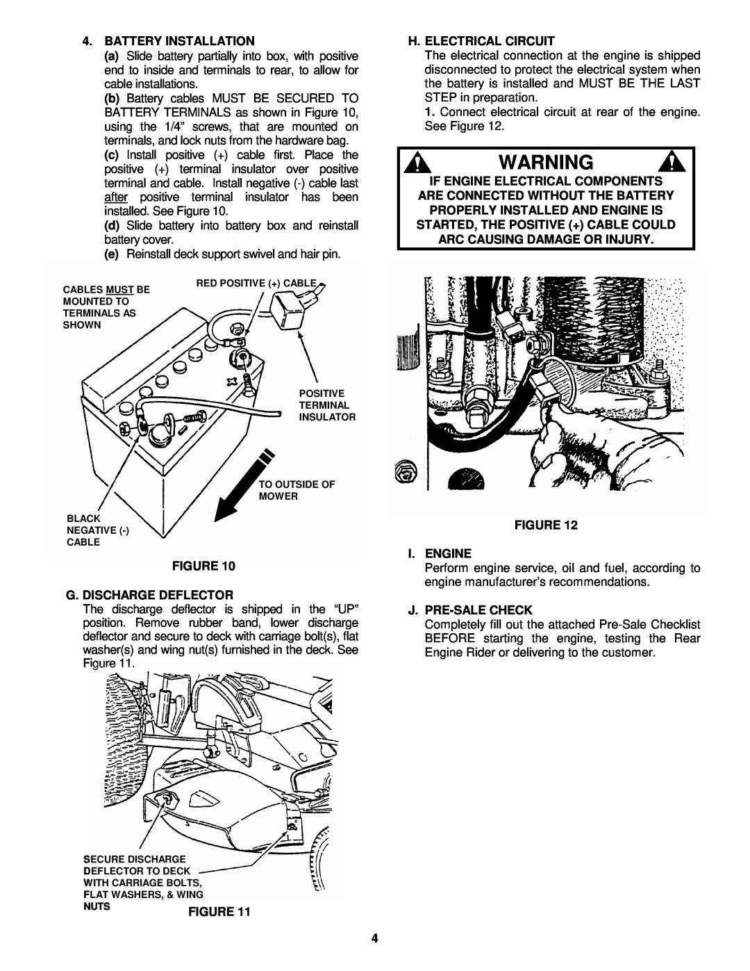 Snapper Rear Engine Riders manual Battery Installation 