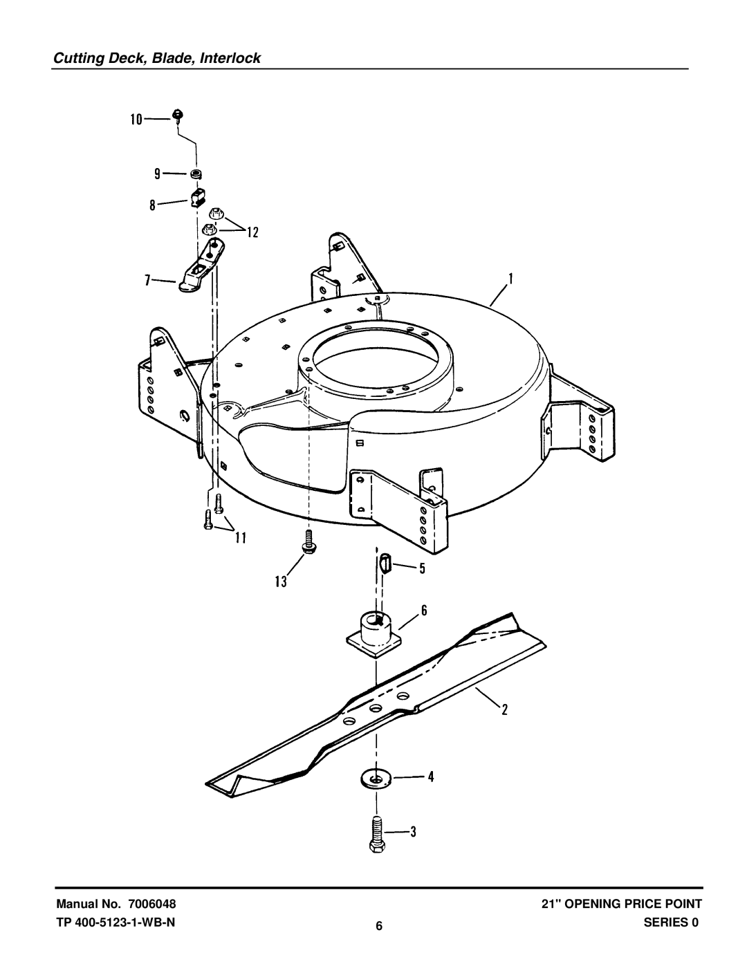 Snapper RO21380 manual Cutting Deck, Blade, Interlock 