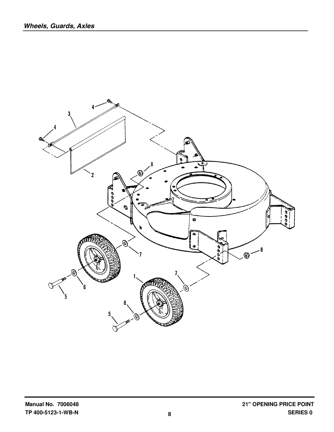 Snapper RO21380 manual Wheels, Guards, Axles 