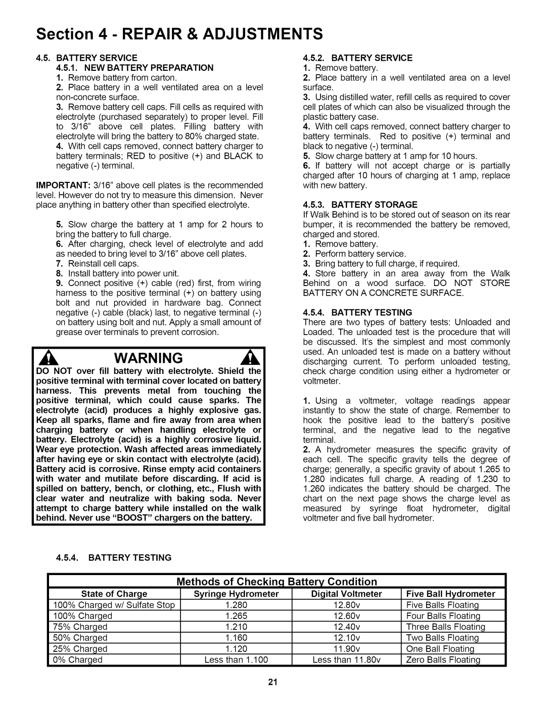 Snapper RP2167517BVE Battery Service NEW Battery Preparation, Battery Storage, Battery Testing 