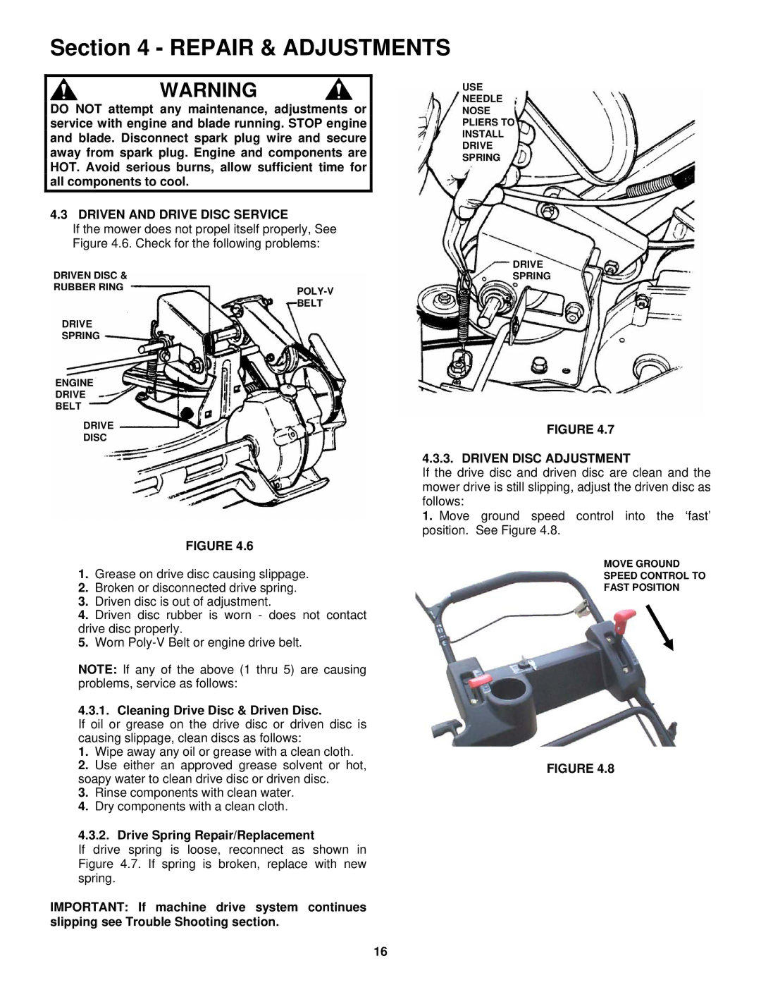 Snapper RP217018BVE Driven and Drive Disc Service, Cleaning Drive Disc & Driven Disc, Drive Spring Repair/Replacement 