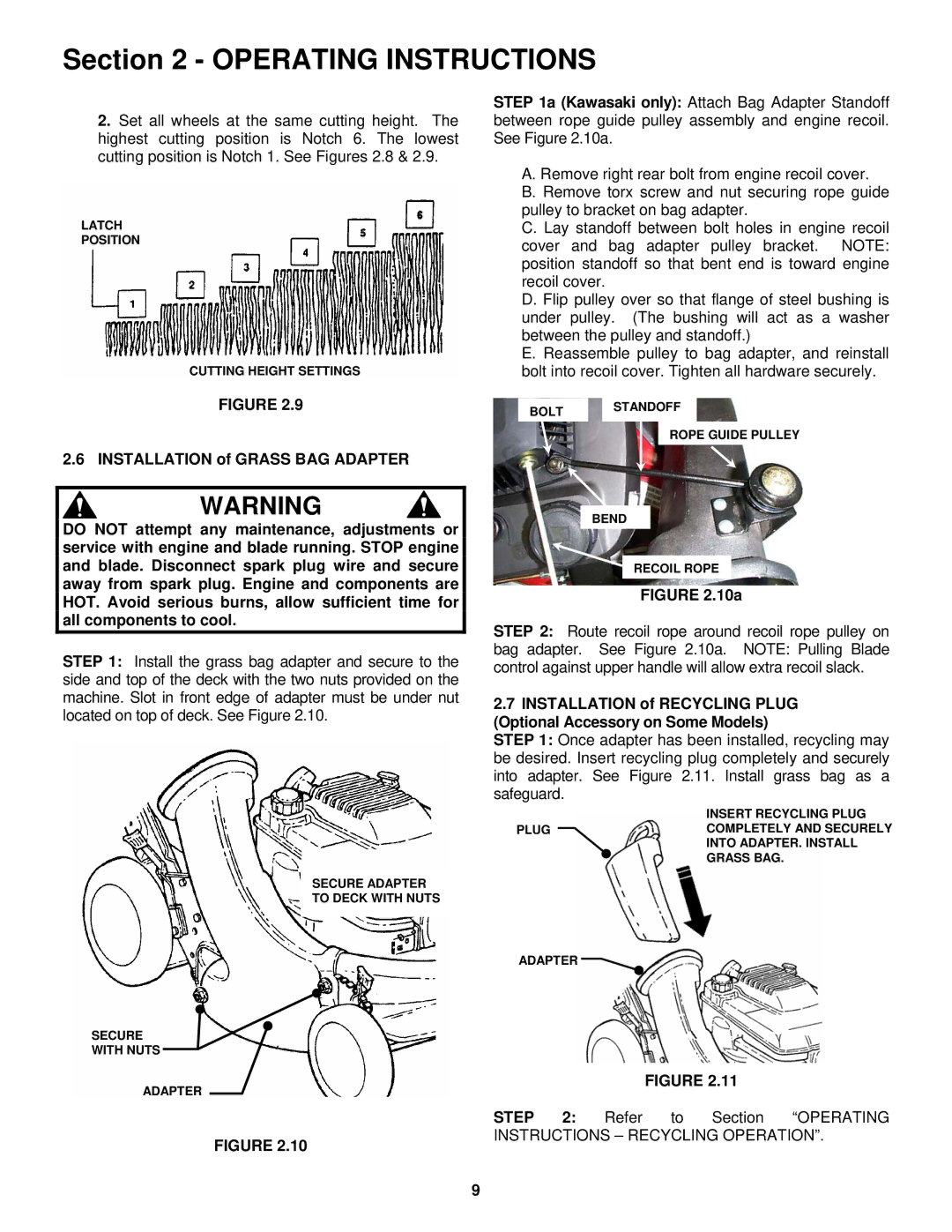 Snapper RP217018BVE, RP216018KWV, P2167518BV important safety instructions 10a 