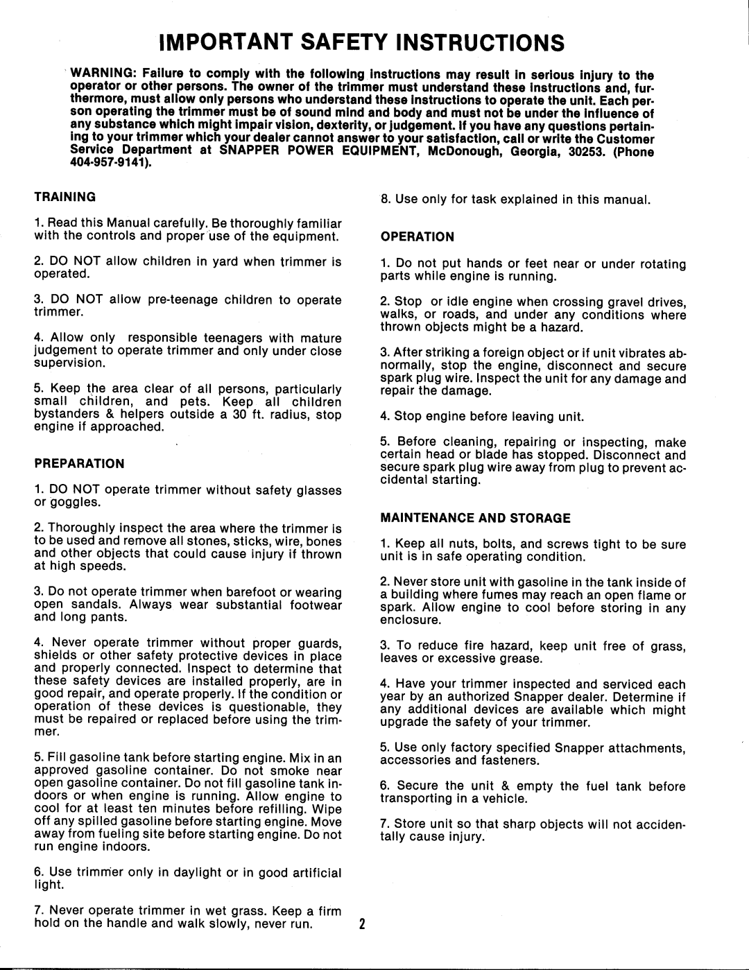 Snapper RT 2451 manual 