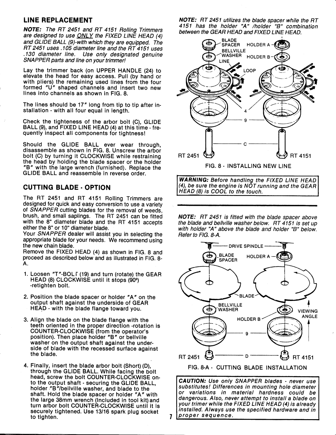 Snapper RT 2451 manual 