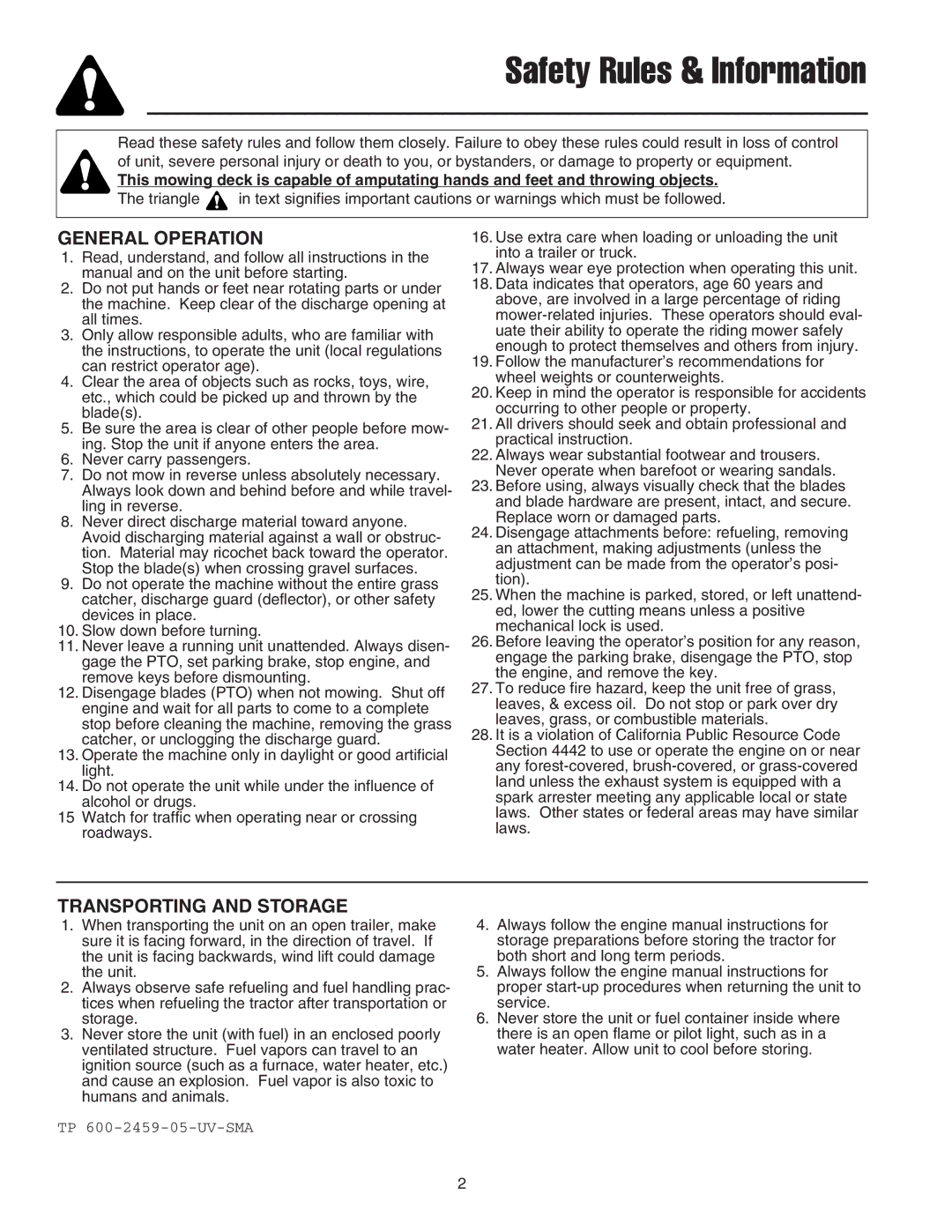 Snapper RT Series manual Safety Rules & Information 