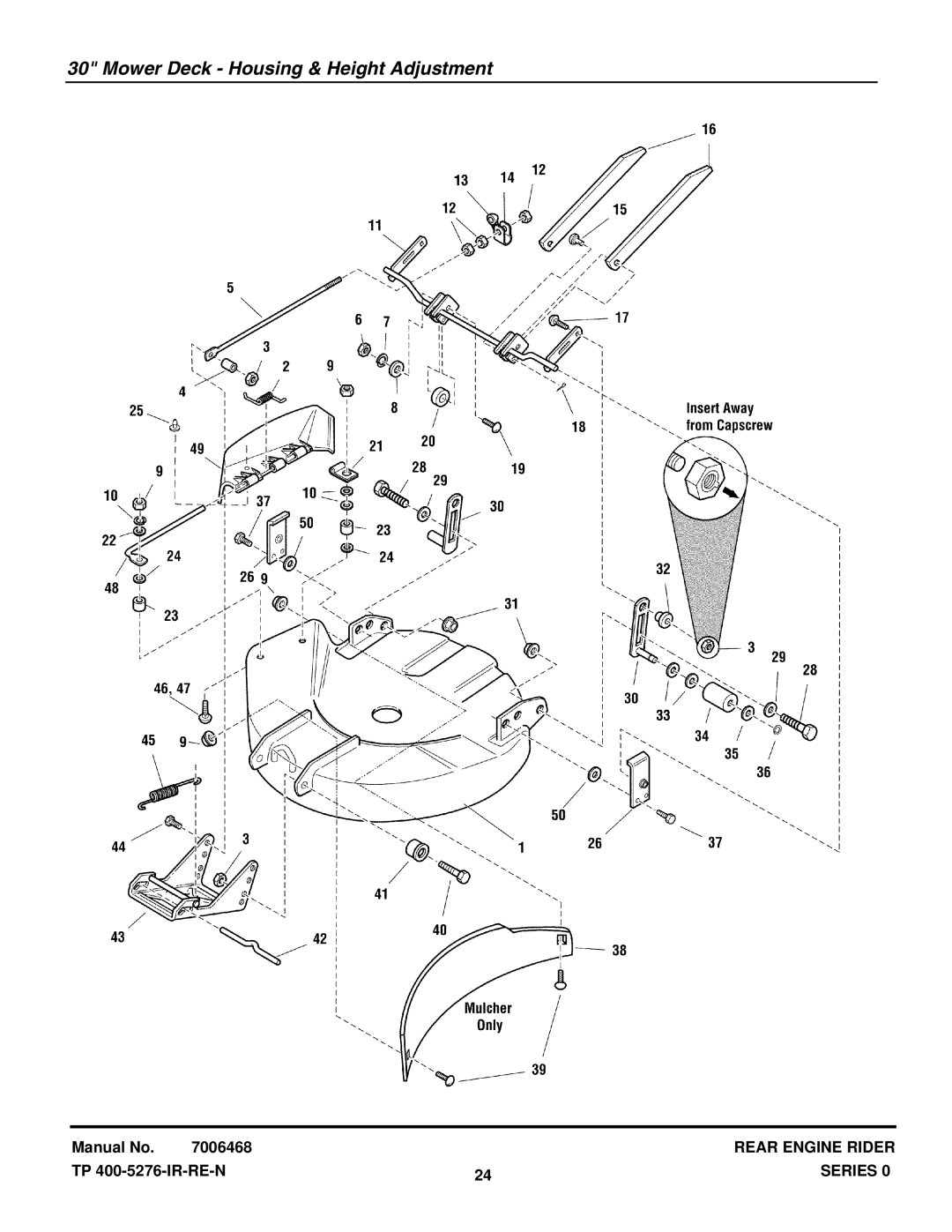 Snapper RT1330(2690649), RT1330E (1694616), RT1330E (2690249) manual Mower Deck Housing & Height Adjustment 