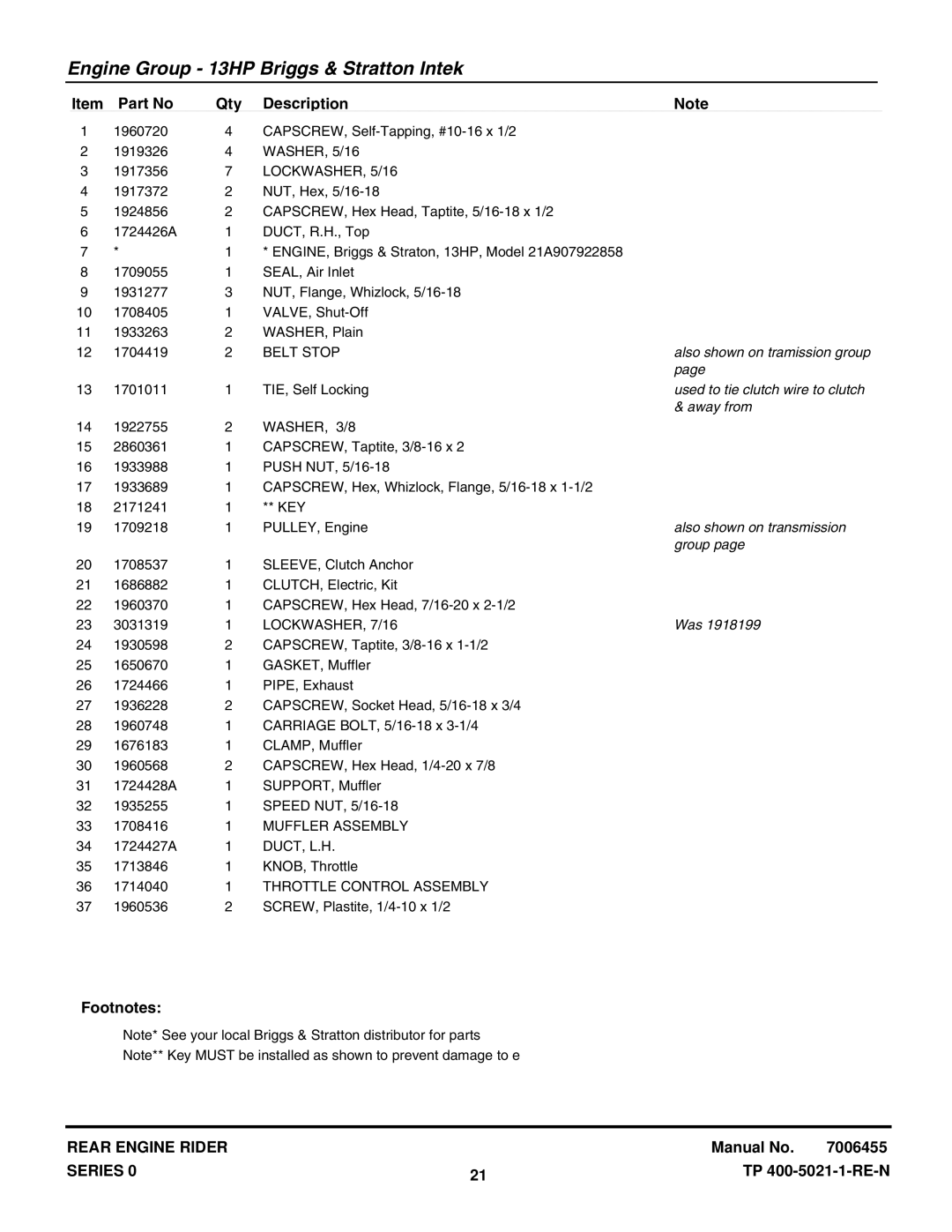 Snapper RT1330E manual LOCKWASHER, 5/16, Belt Stop, WASHER, 3/8, LOCKWASHER, 7/16, Muffler Assembly, Duct, L.H 