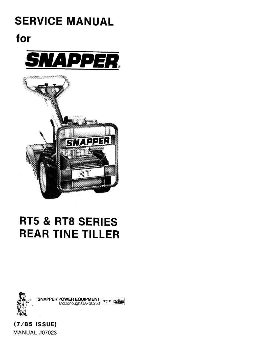 Snapper RT5, RT8 manual 