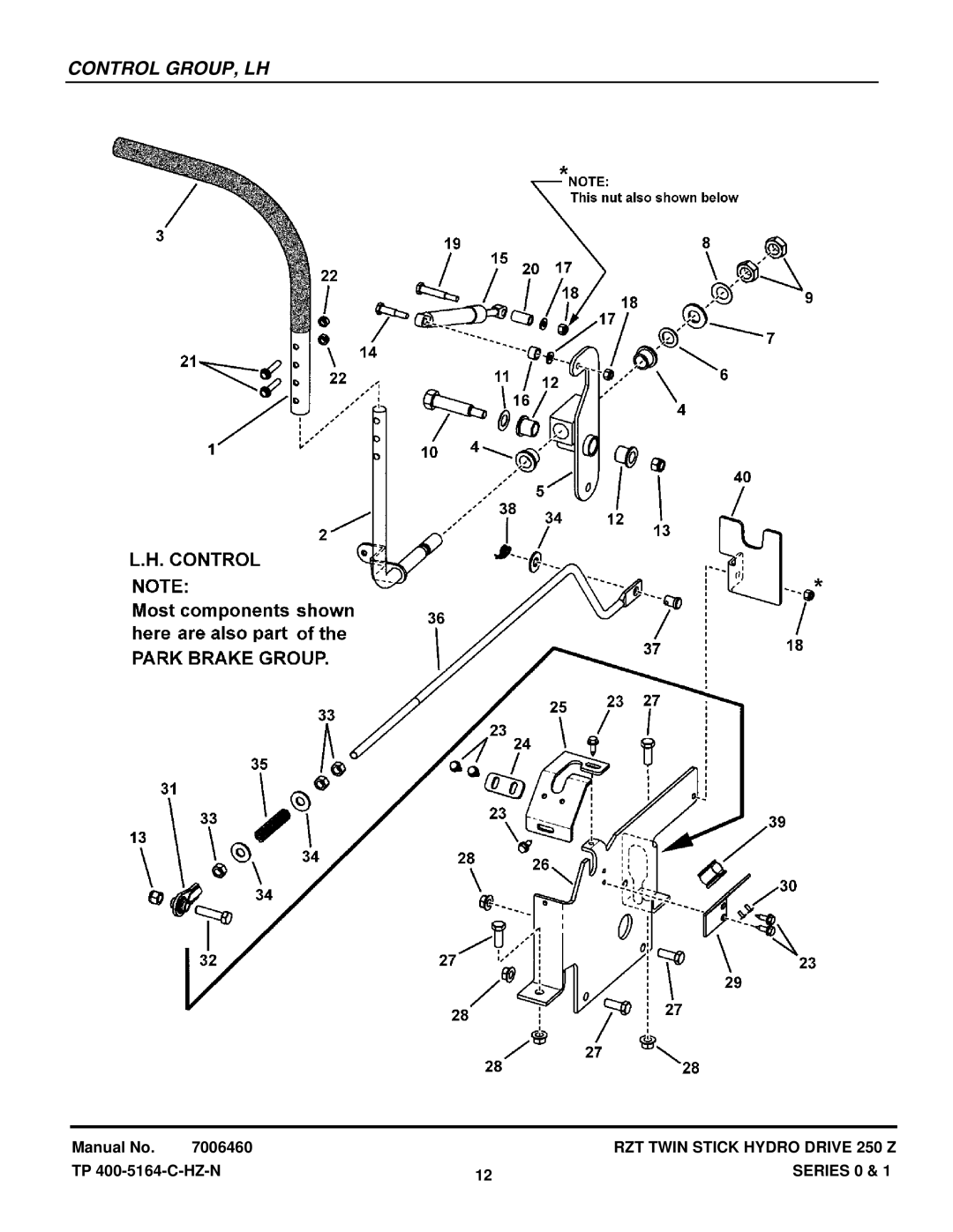 Snapper RZT185381BVE, RZT20421BVE2 manual Control GROUP, LH 