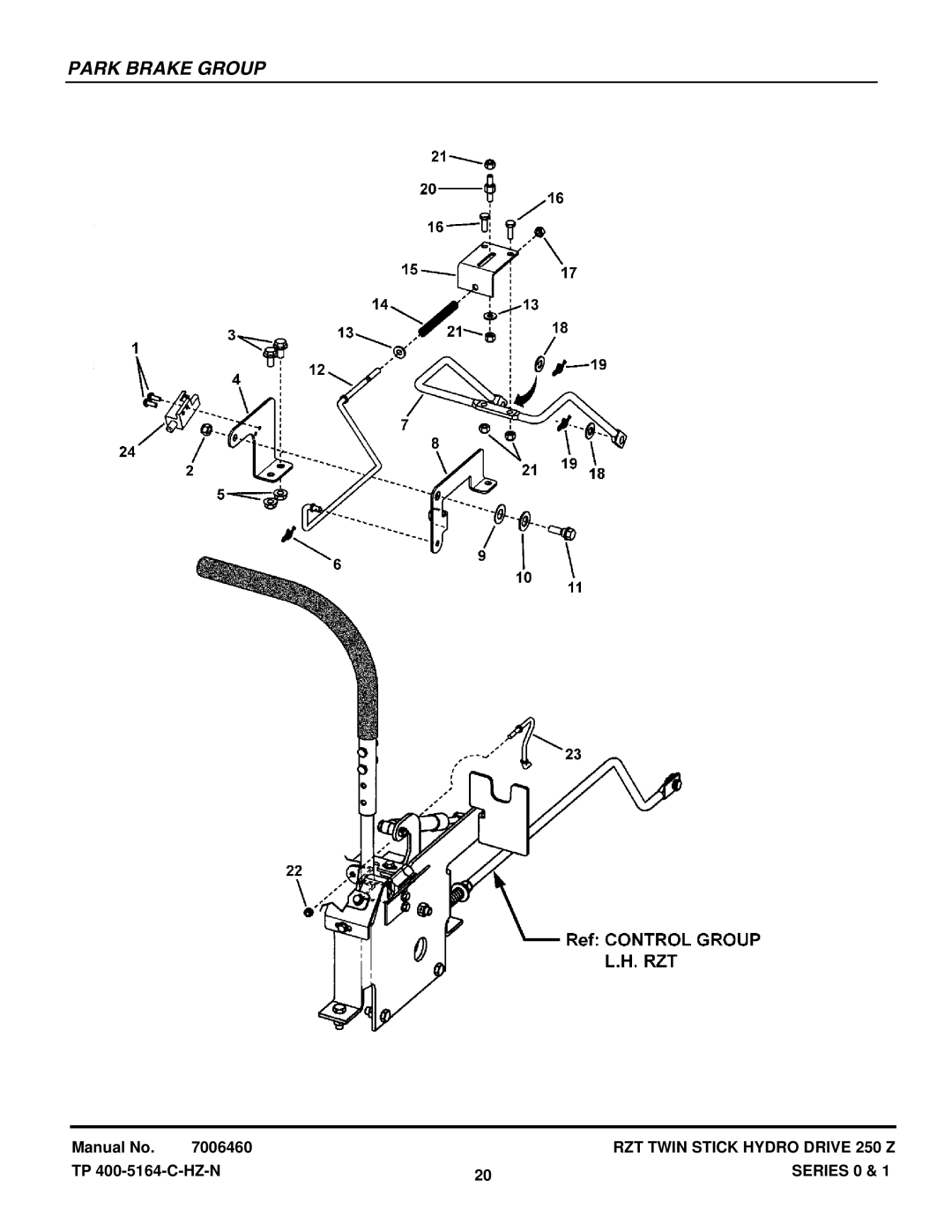 Snapper RZT185381BVE, RZT20421BVE2 manual Park Brake Group 