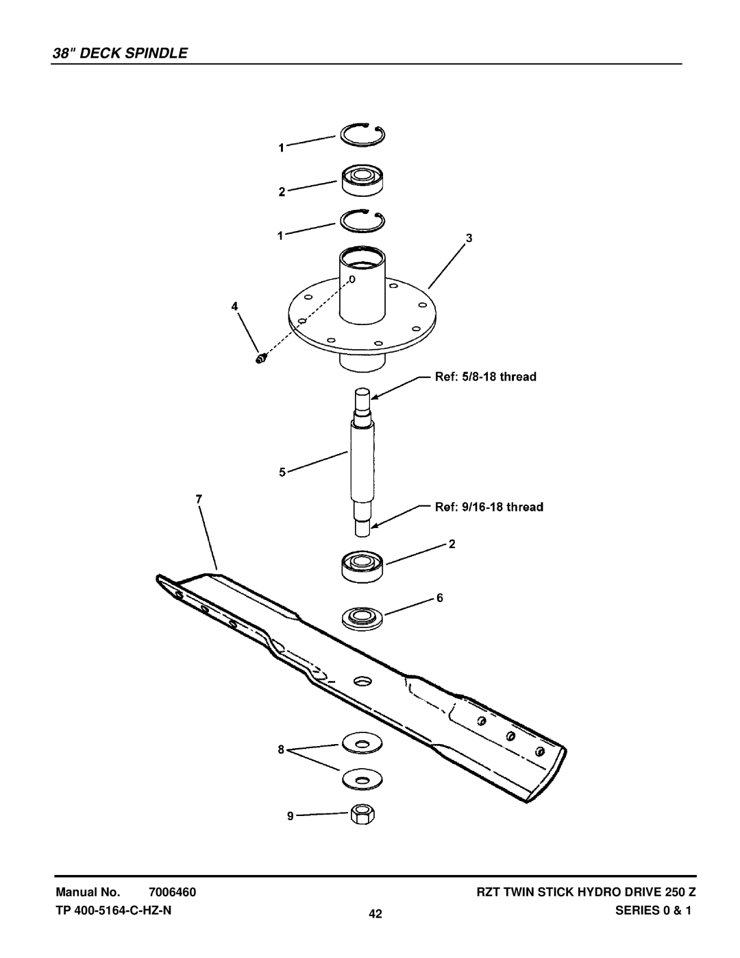 Snapper RZT185381BVE, RZT20421BVE2 manual Deck Spindle 