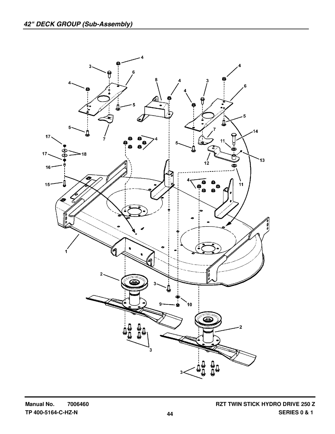 Snapper RZT185381BVE, RZT20421BVE2 manual Deck Group Sub-Assembly 