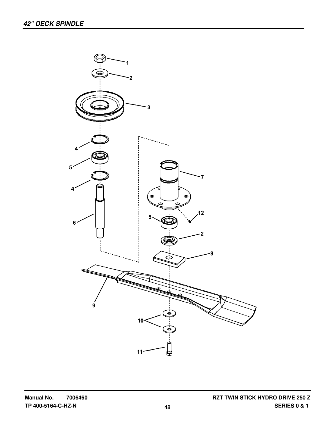 Snapper RZT185381BVE, RZT20421BVE2 manual Deck Spindle 