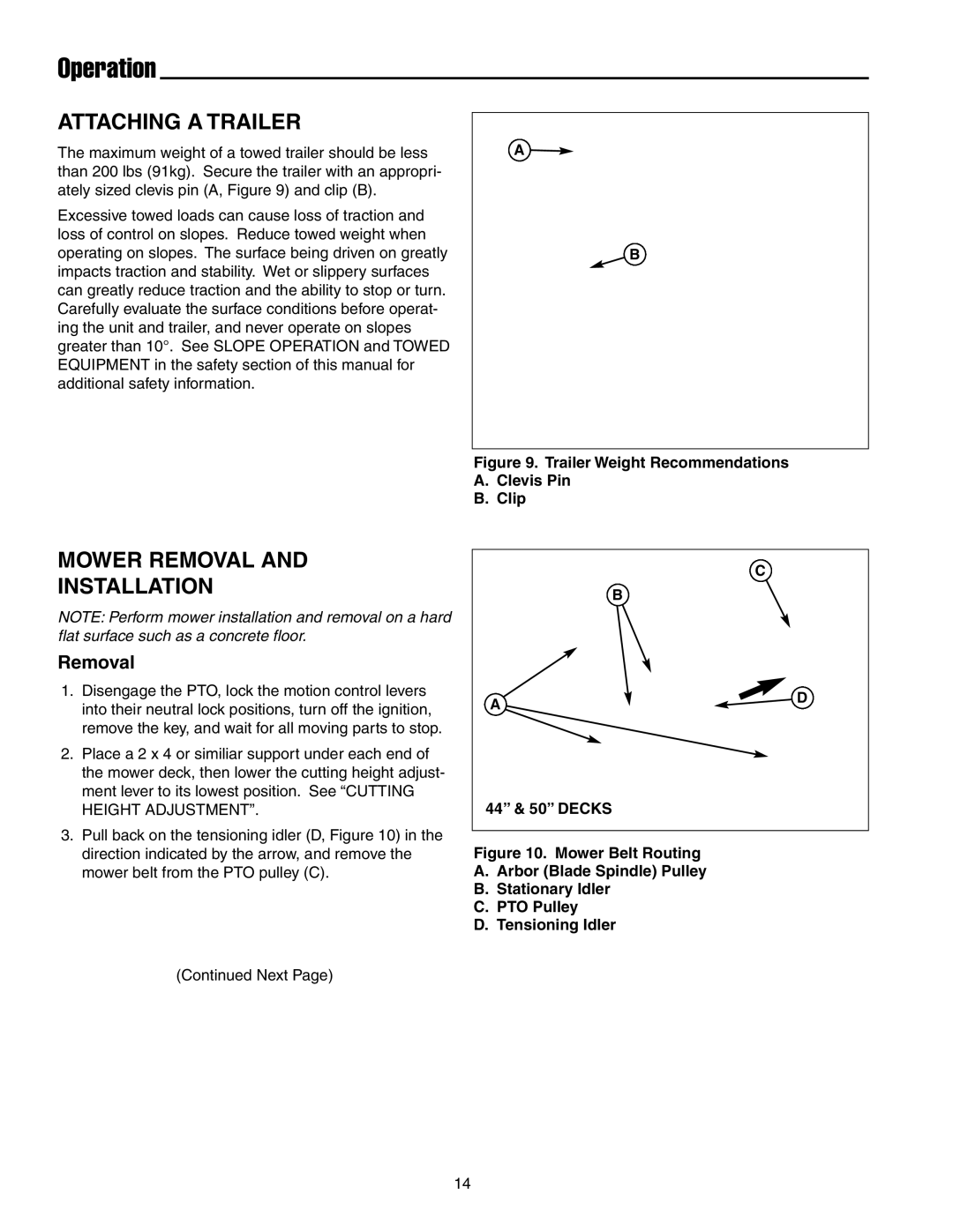 Snapper RZT20440BVE2, RZT22500BVE2 manual Attaching a Trailer, Mower Removal Installation 