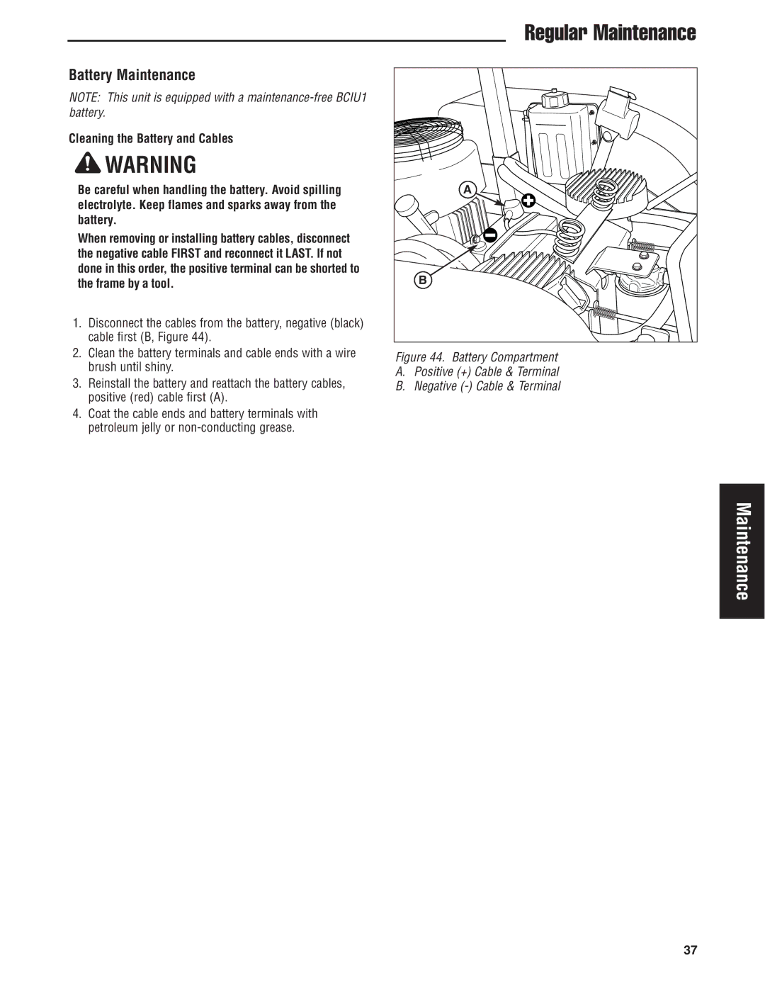 Snapper S200KAV2561, S200XK2761 manual Battery Maintenance 