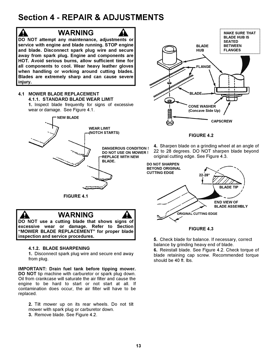 Snapper S21, SP21, SPV21, SPV21S, SPV21E Mower Blade Replacement Standard Blade Wear Limit, Blade Sharpening 