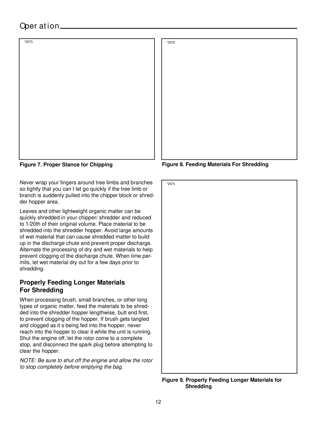 Snapper 5/14, 8/14, SAC55140BV manual Properly Feeding Longer Materials For Shredding, Proper Stance for Chipping 