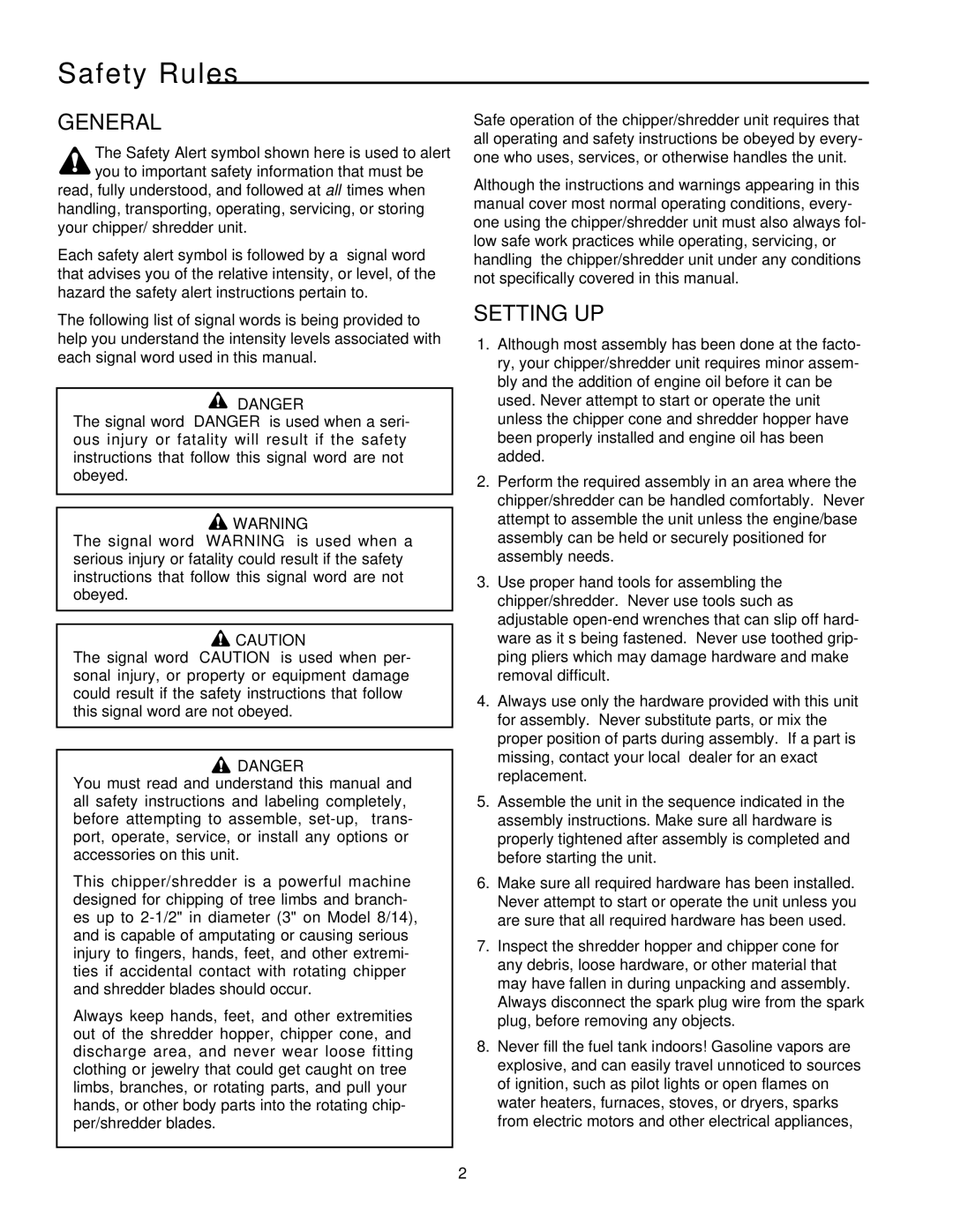 Snapper 5/14, 8/14, SAC55140BV manual Safety Rules, General, Setting UP 