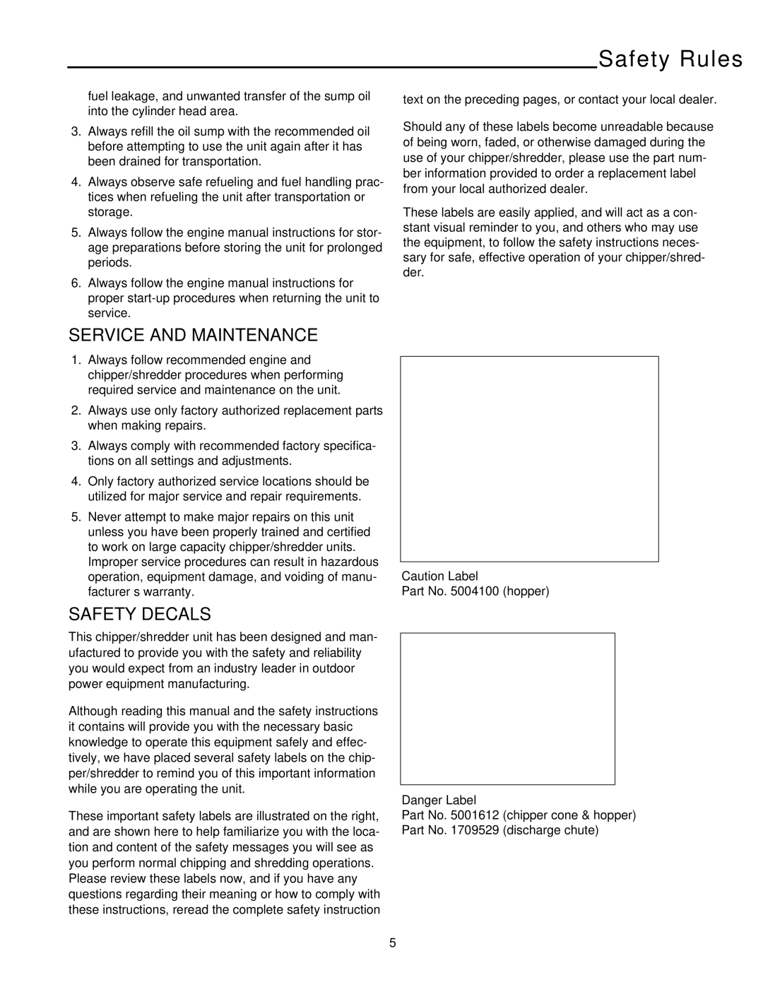 Snapper SAC55140BV, 5/14, 8/14 manual Service and Maintenance, Safety Decals 