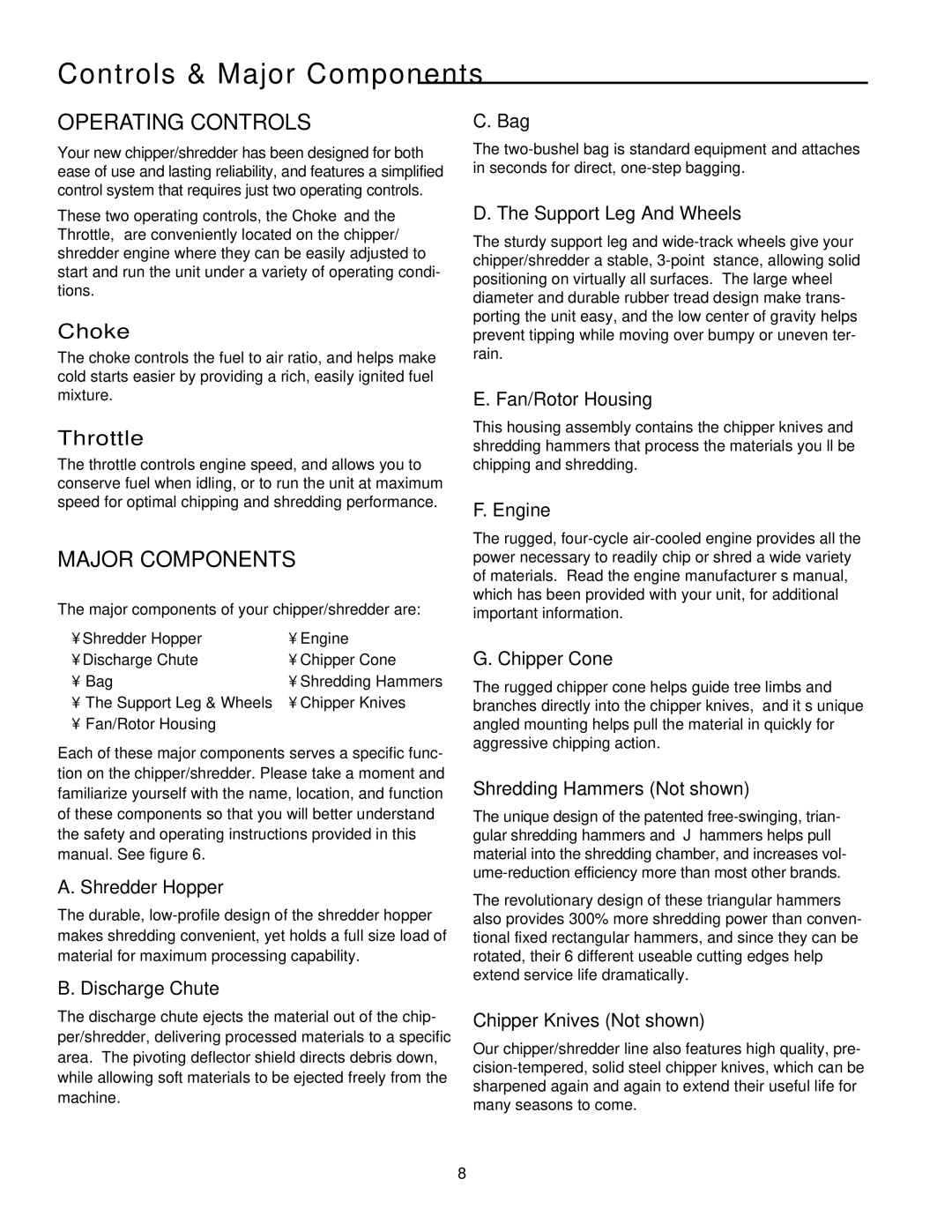 Snapper 5/14, 8/14, SAC55140BV manual Controls & Major Components, Operating Controls 