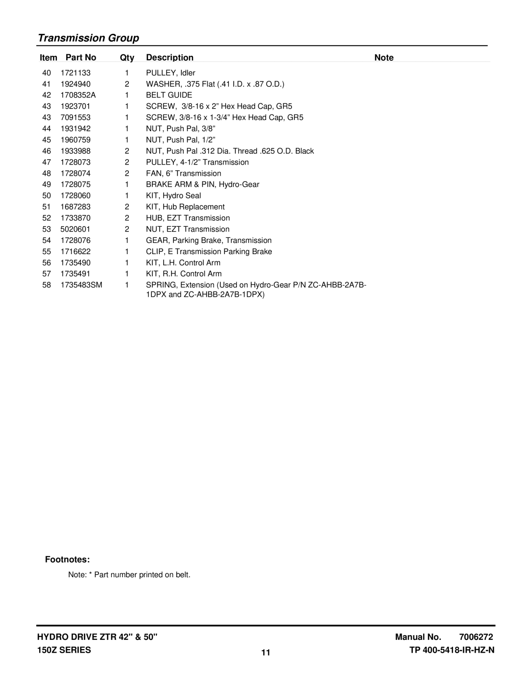 Snapper SC2450, SC2142 manual Belt Guide 