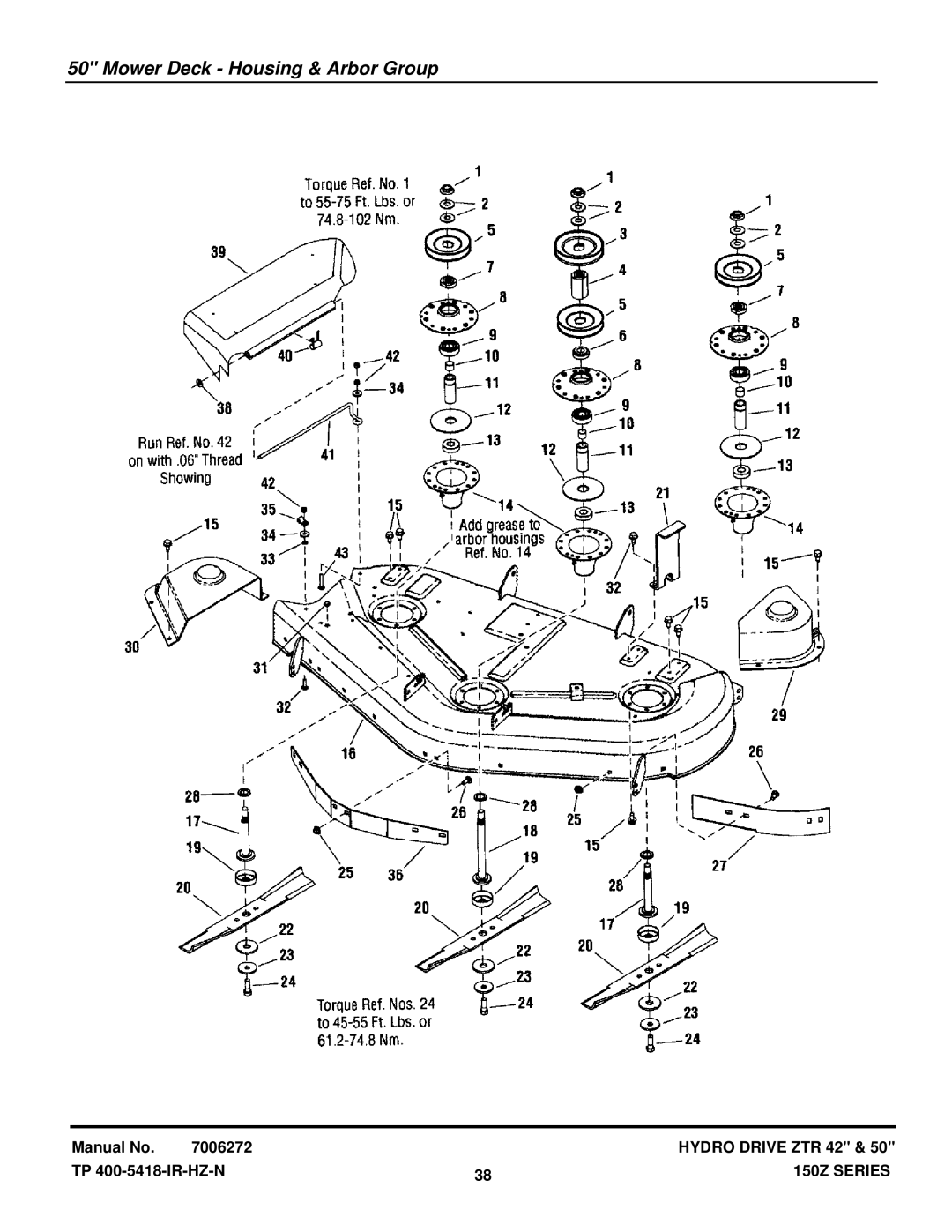 Snapper SC2142, SC2450 manual Mower Deck Housing & Arbor Group 