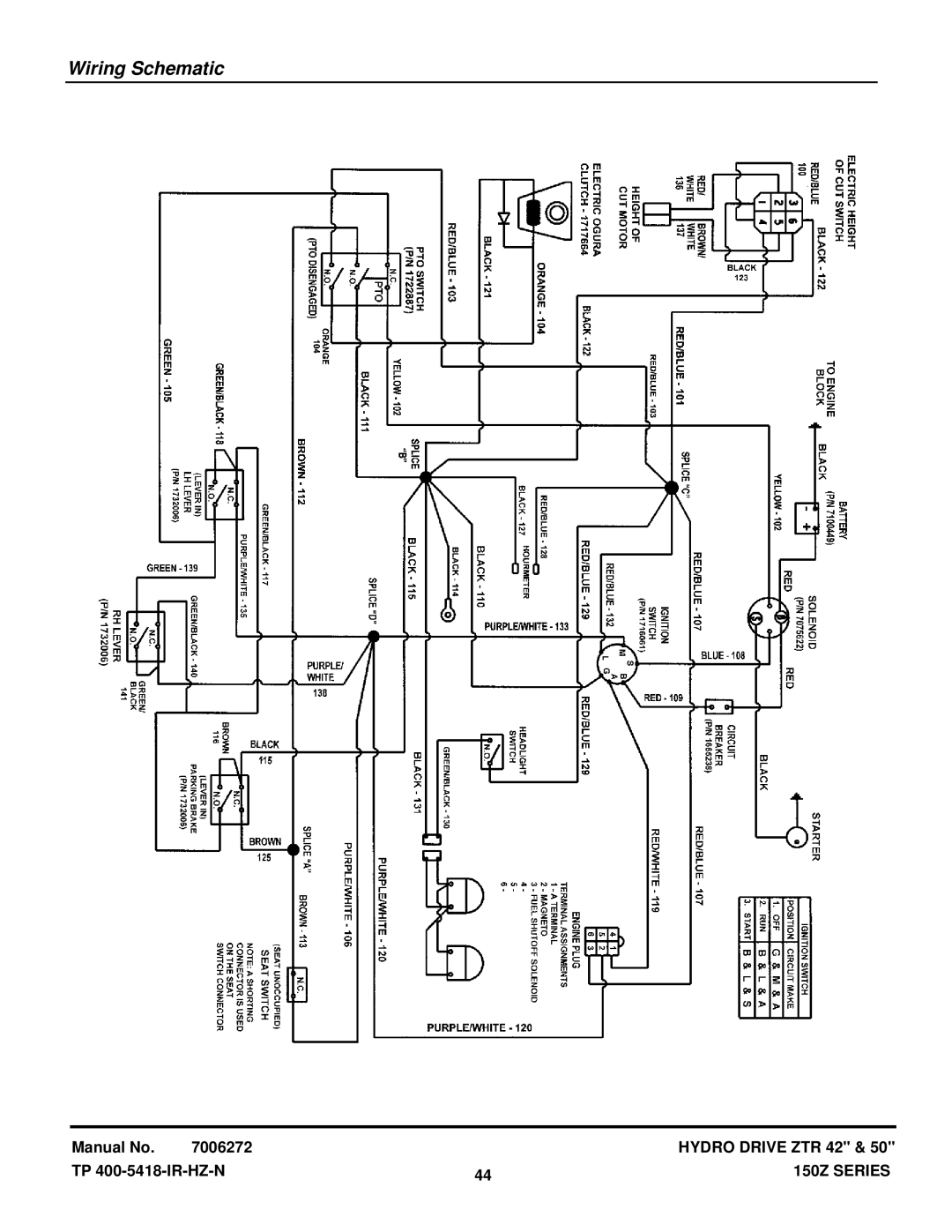 Snapper SC2142, SC2450 manual Wiring Schematic 