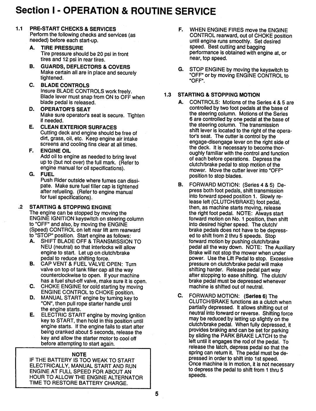 Snapper SERIE 5 manual 