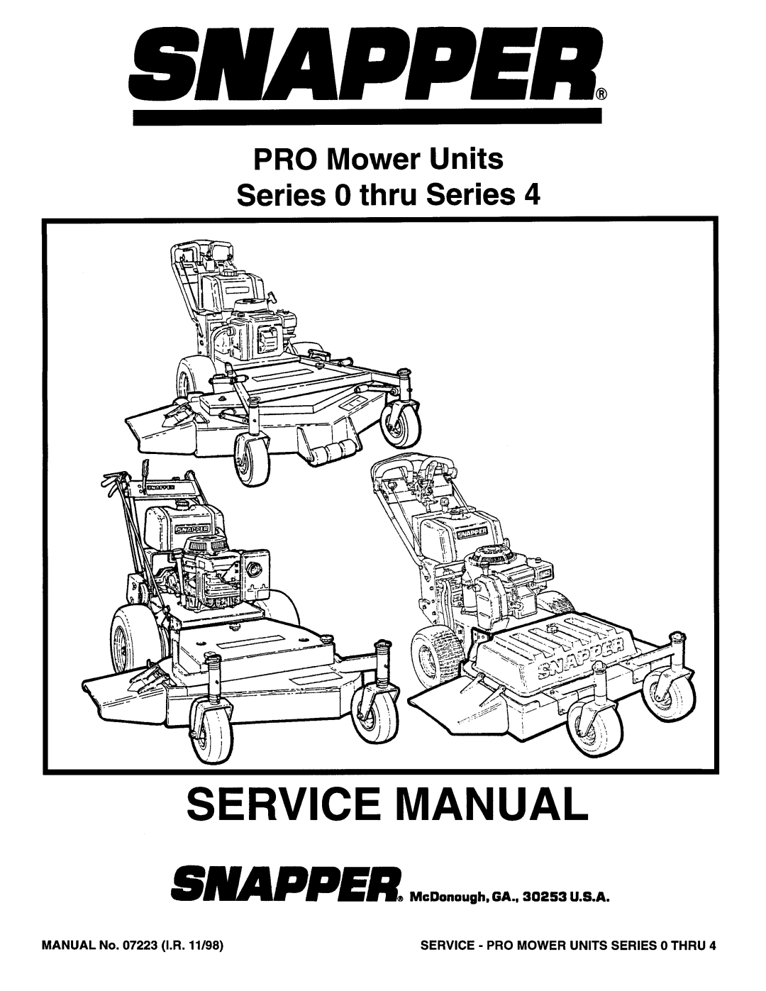 Snapper Series 0 thru Series 4 manual 