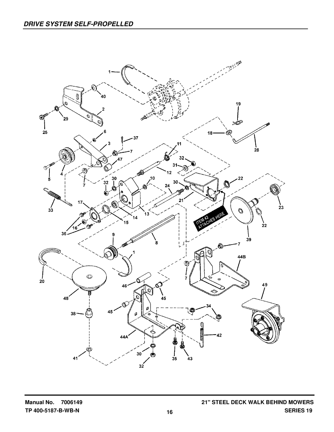 Snapper SERIES 19 manual Drive System SELF-PROPELLED 