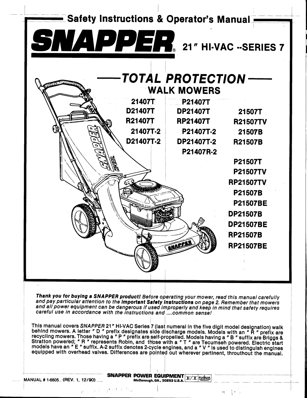 Snapper Series 7 manual 