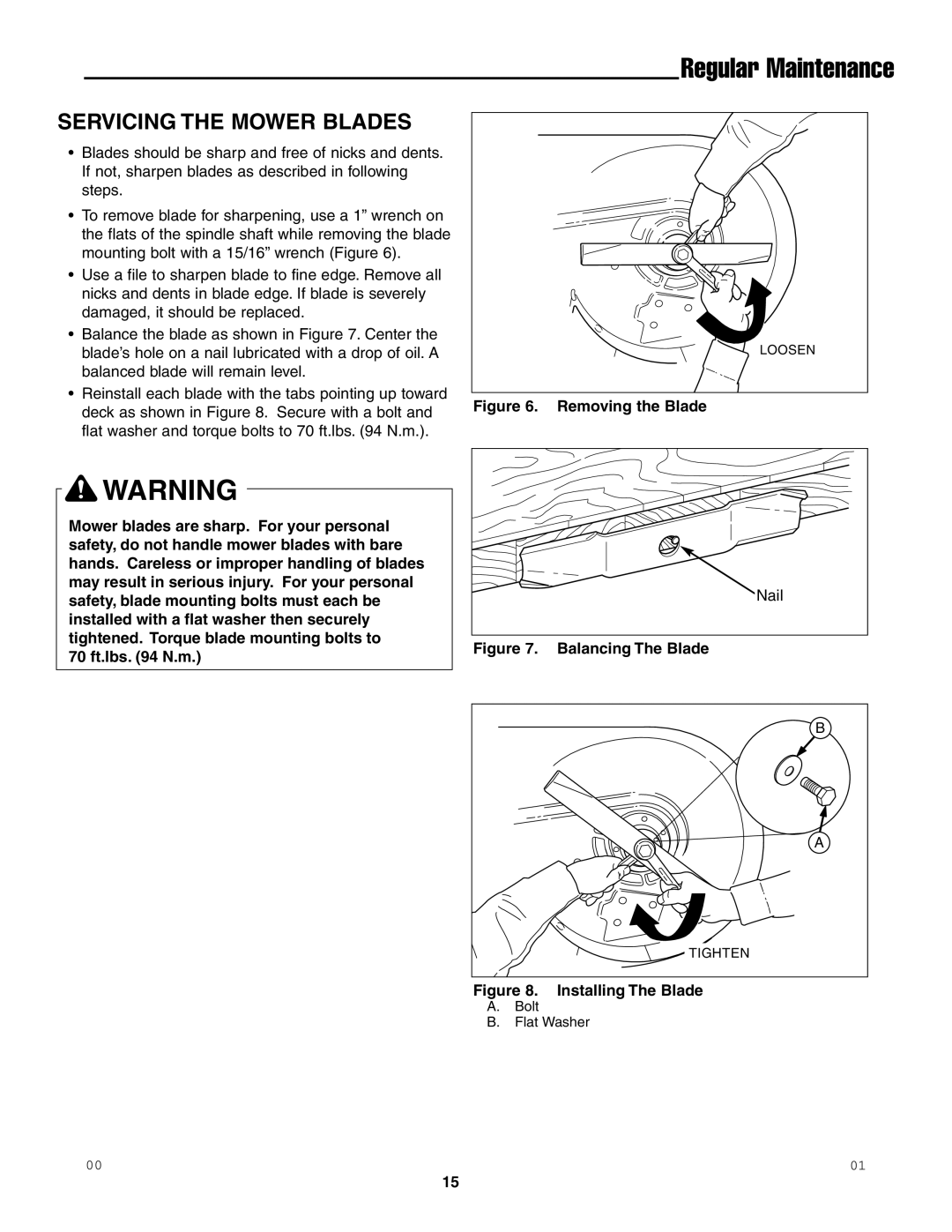 Snapper SFH13320KW important safety instructions Servicing the Mower Blades, Installing The Blade 