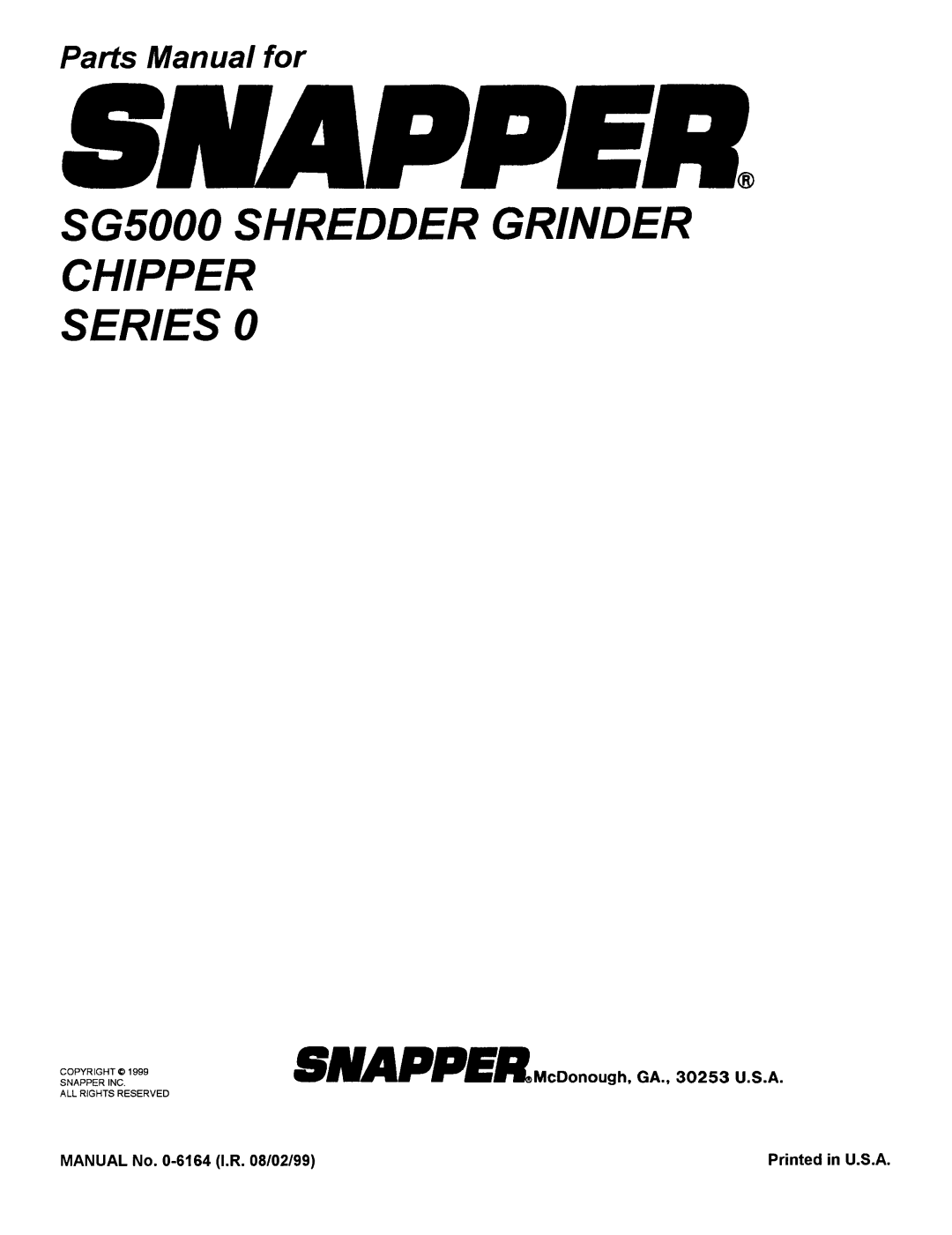 Snapper SG 5000 manual 