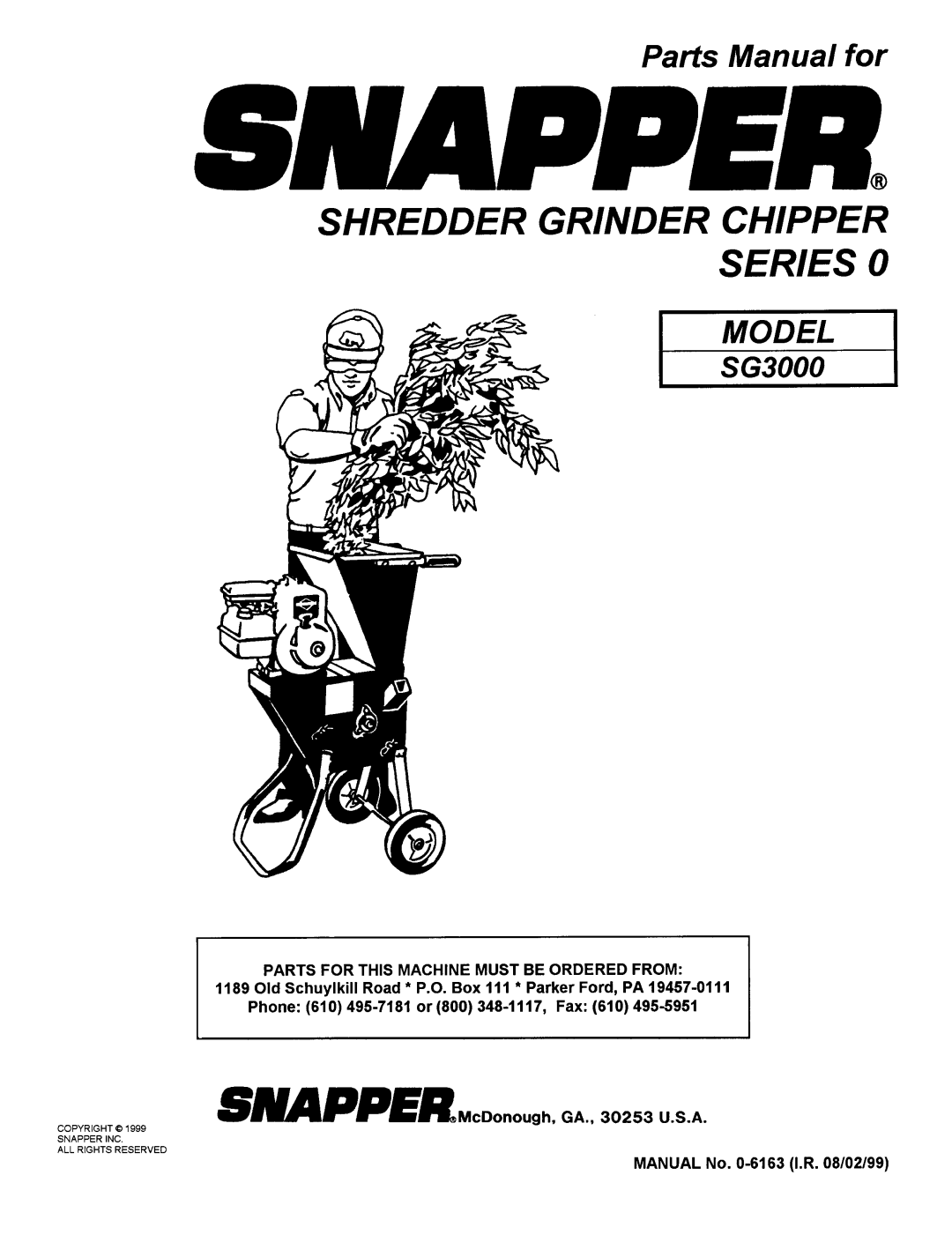 Snapper SG3000 manual 