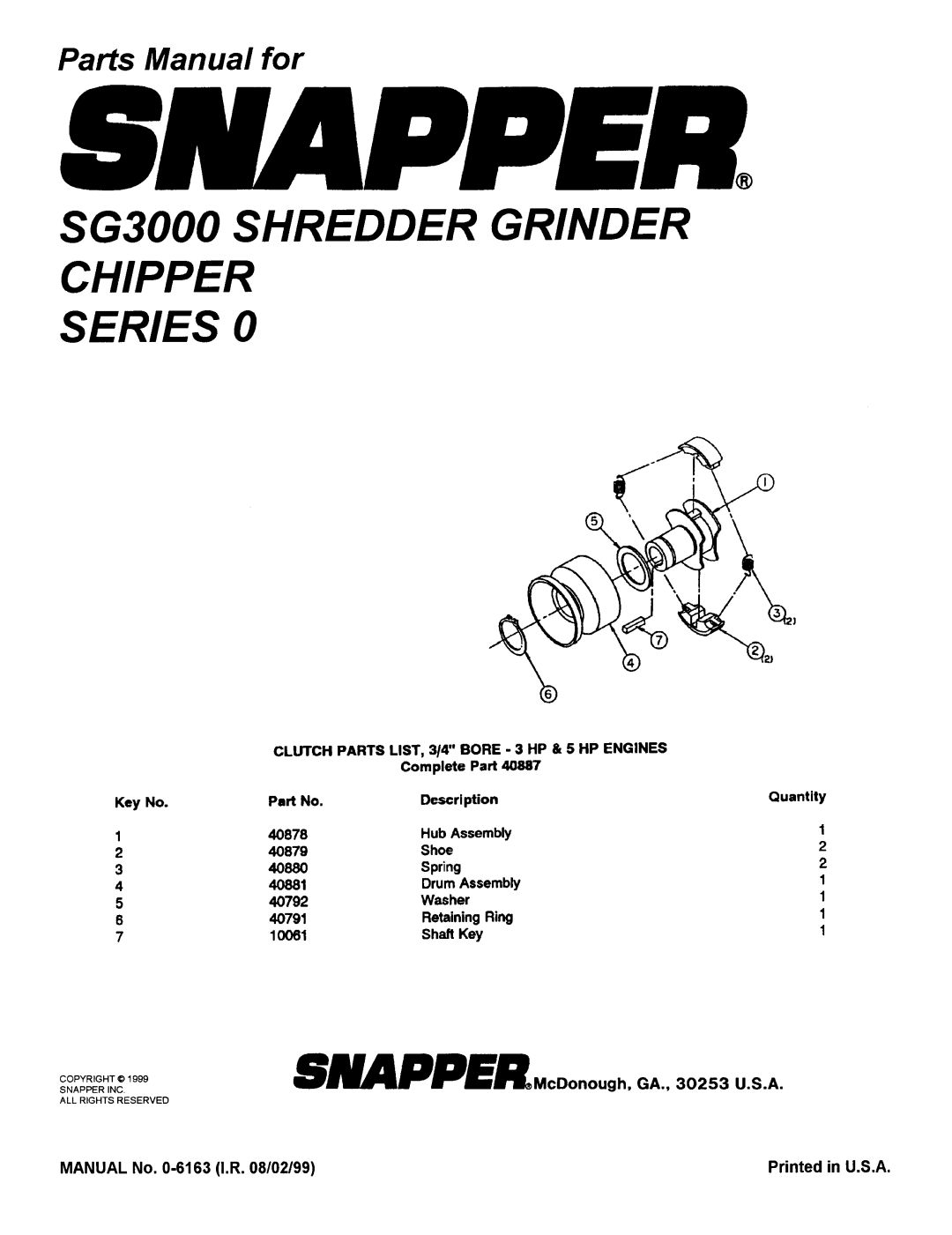 Snapper SG3000 manual 