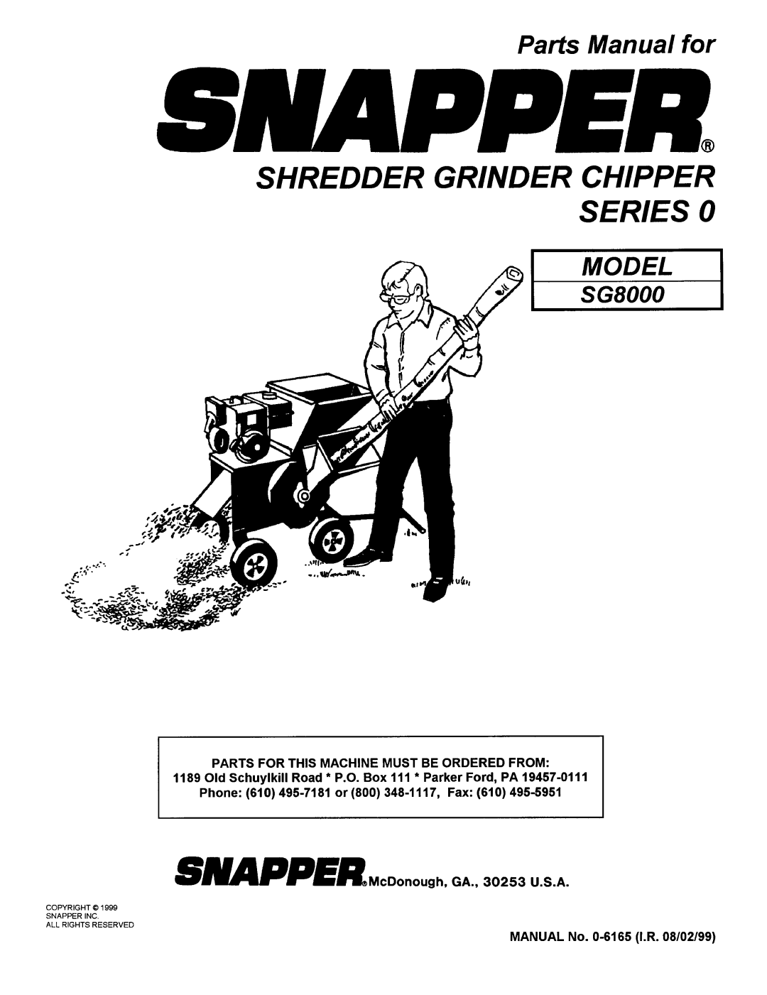 Snapper SG8000 manual 