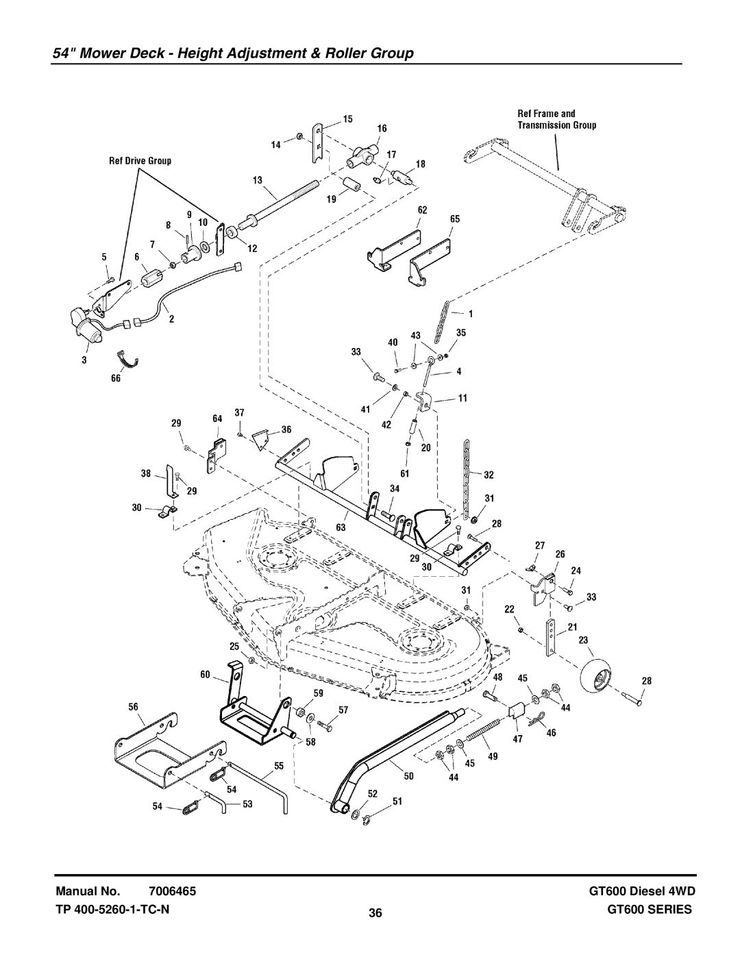 Snapper SGT27540D, SGT27540D, SGT27540D, SGT27540D, SGT27540D, SGT27540D manual Mower Deck Height Adjustment & Roller Group 