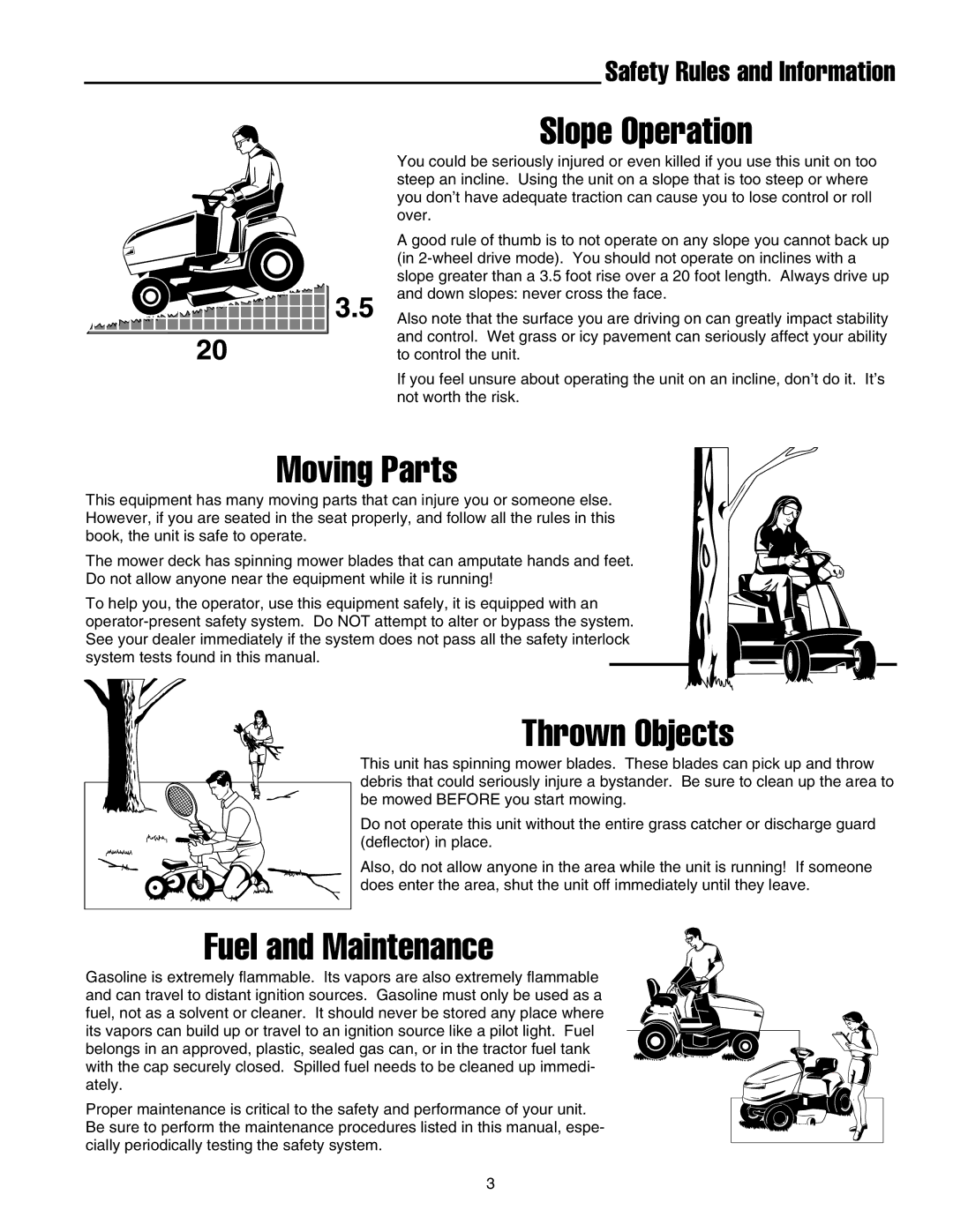 Snapper SGT27540D manual Slope Operation, Safety Rules and Information 