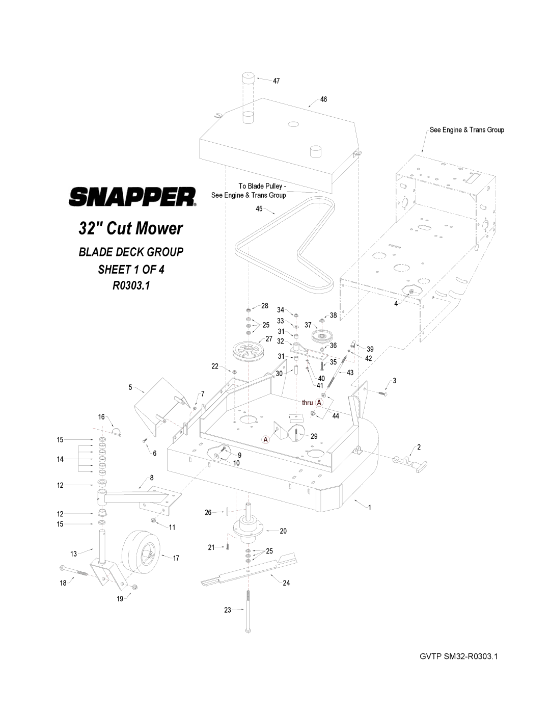 Snapper SGV13320KW manual Cut Mower 