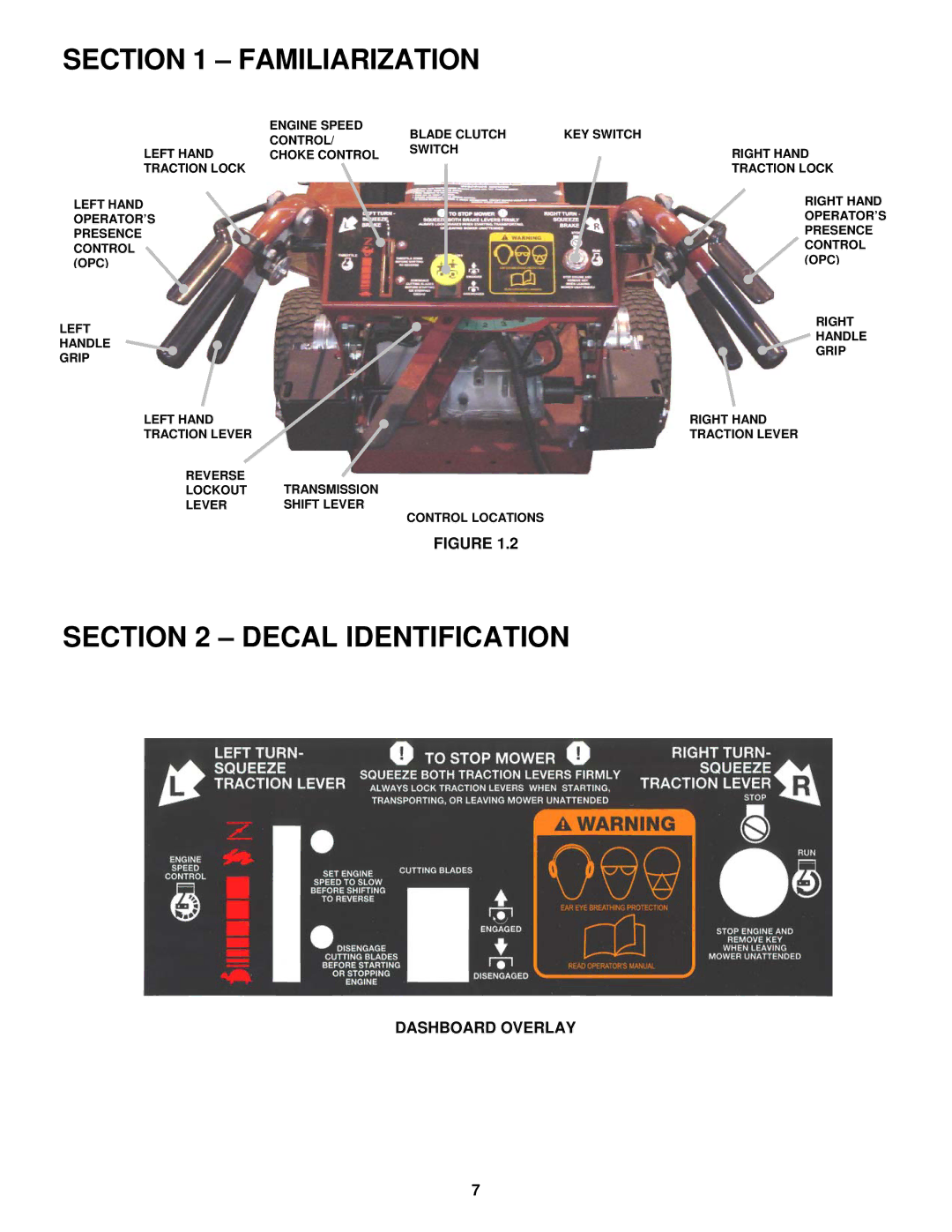 Snapper SGV13321KW important safety instructions Decal Identification, Dashboard Overlay 