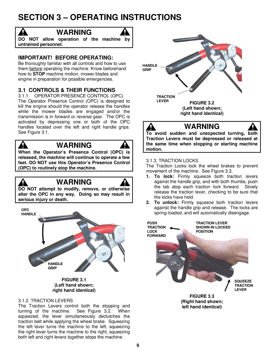 Snapper SGV13321KW Operating Instructions, IMPORTANT! Before Operating, Controls & Their Functions, Traction Levers 