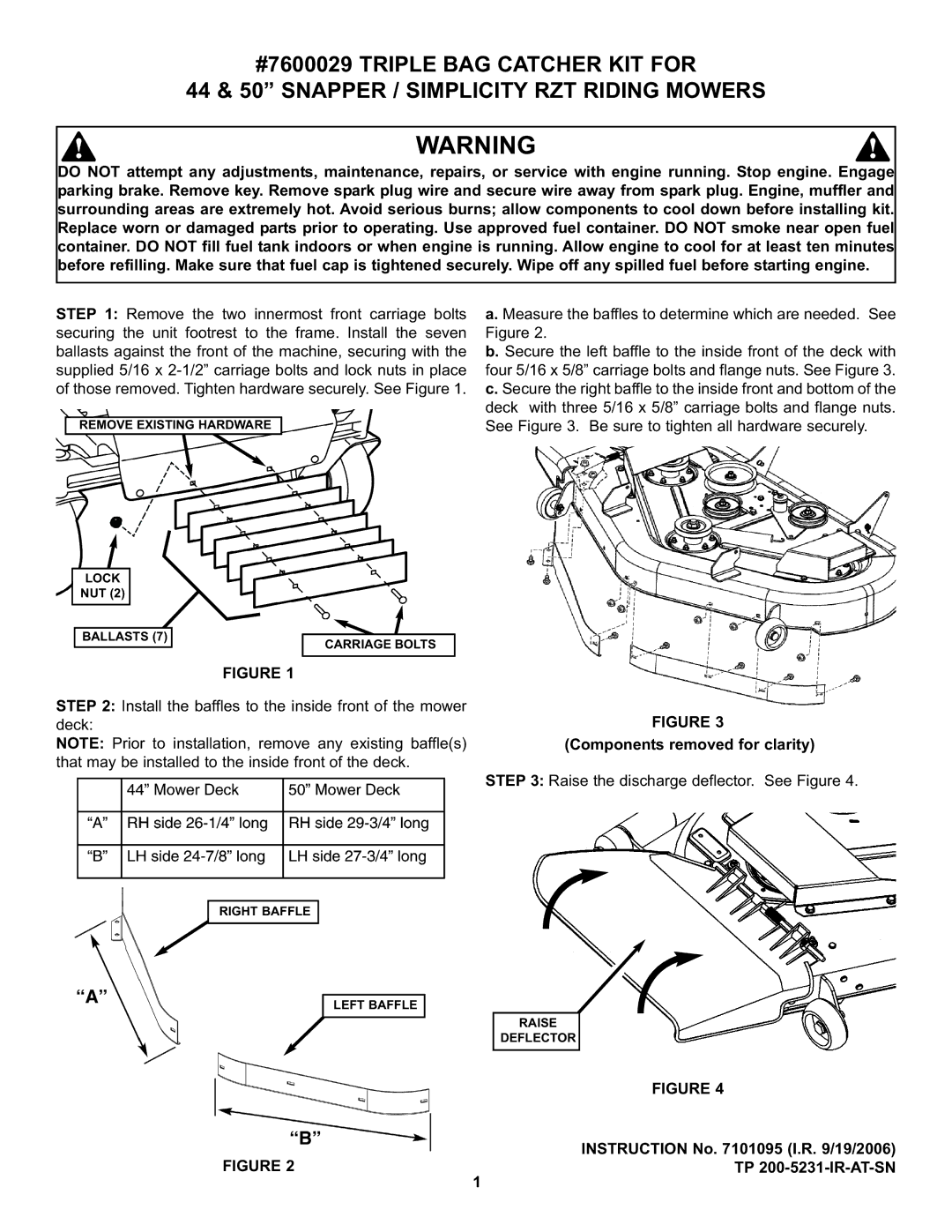 Snapper Simplicity RZT Riding Mowers manual Components removed for clarity 