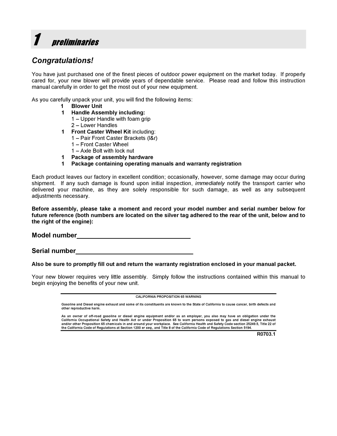 Snapper SLB55150BV manual Preliminaries, Congratulations 