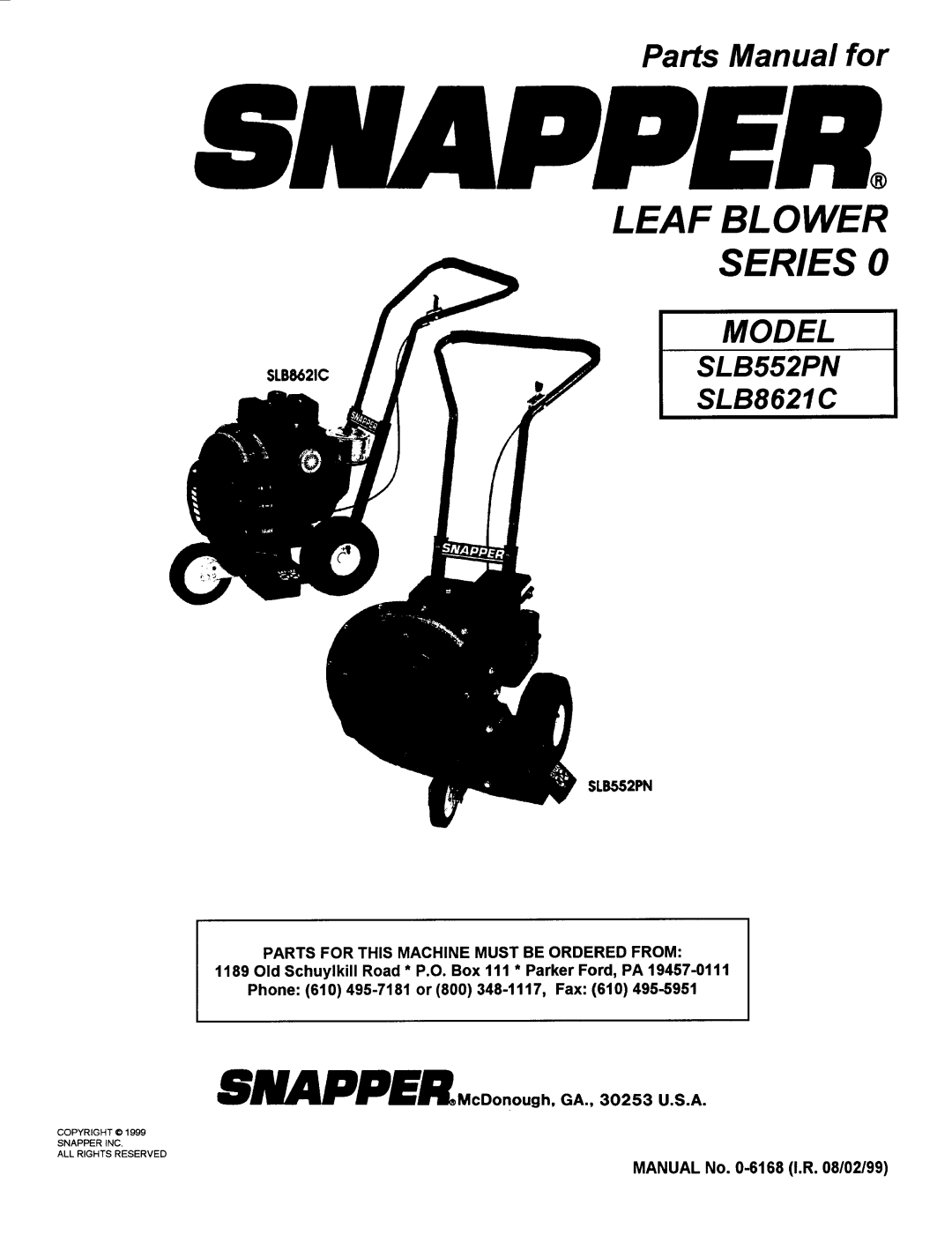 Snapper SLB8621C, SLB552PN manual 