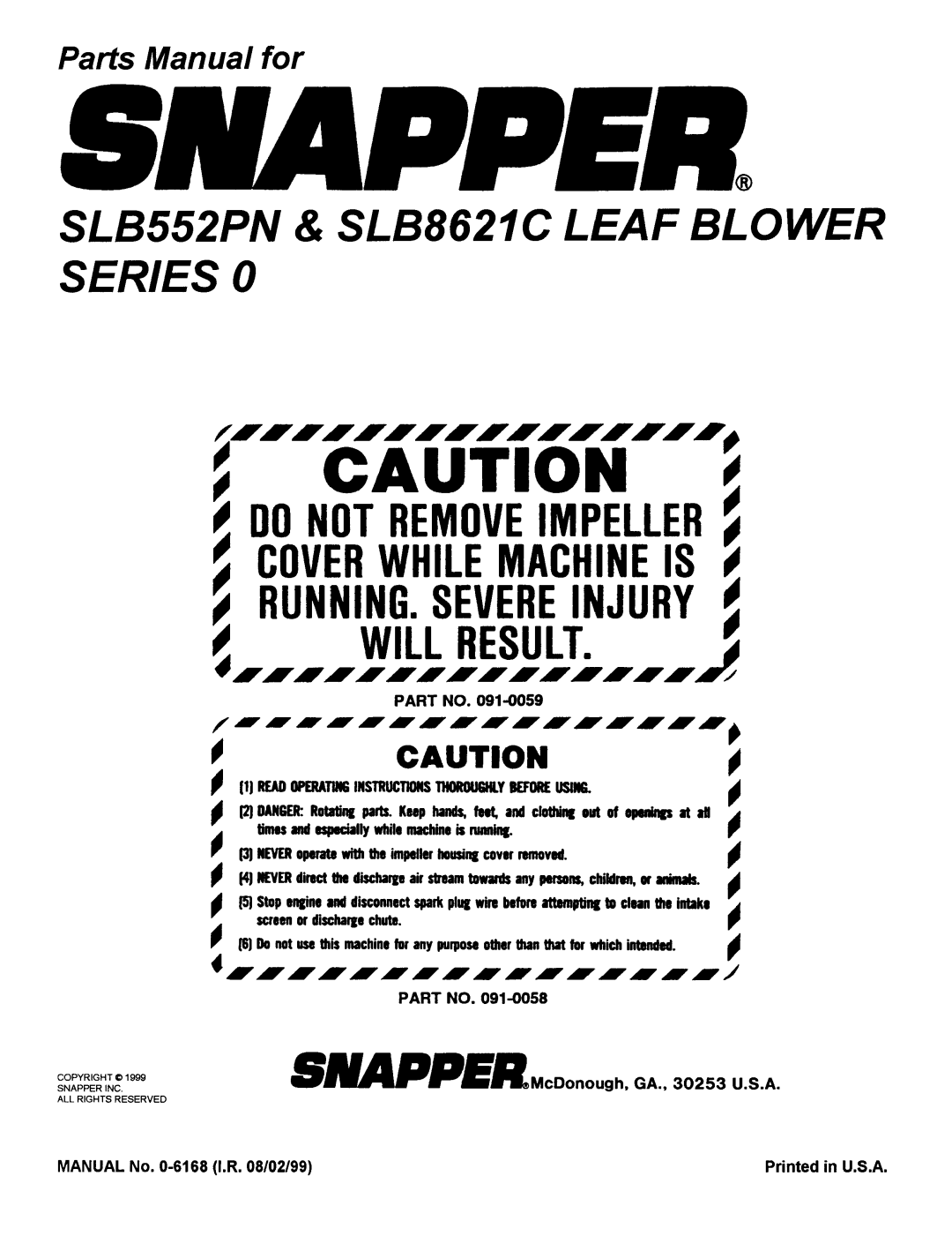 Snapper SLB552PN, SLB8621C manual 