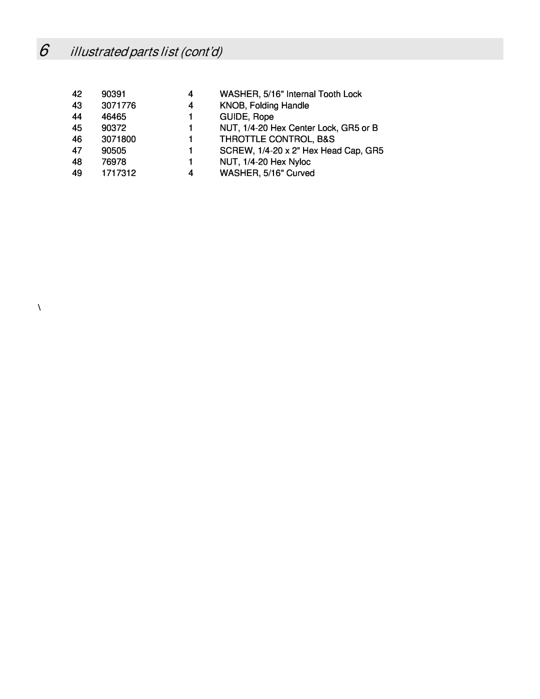 Snapper SLBC55151BV manual illustrated parts list cont’d 